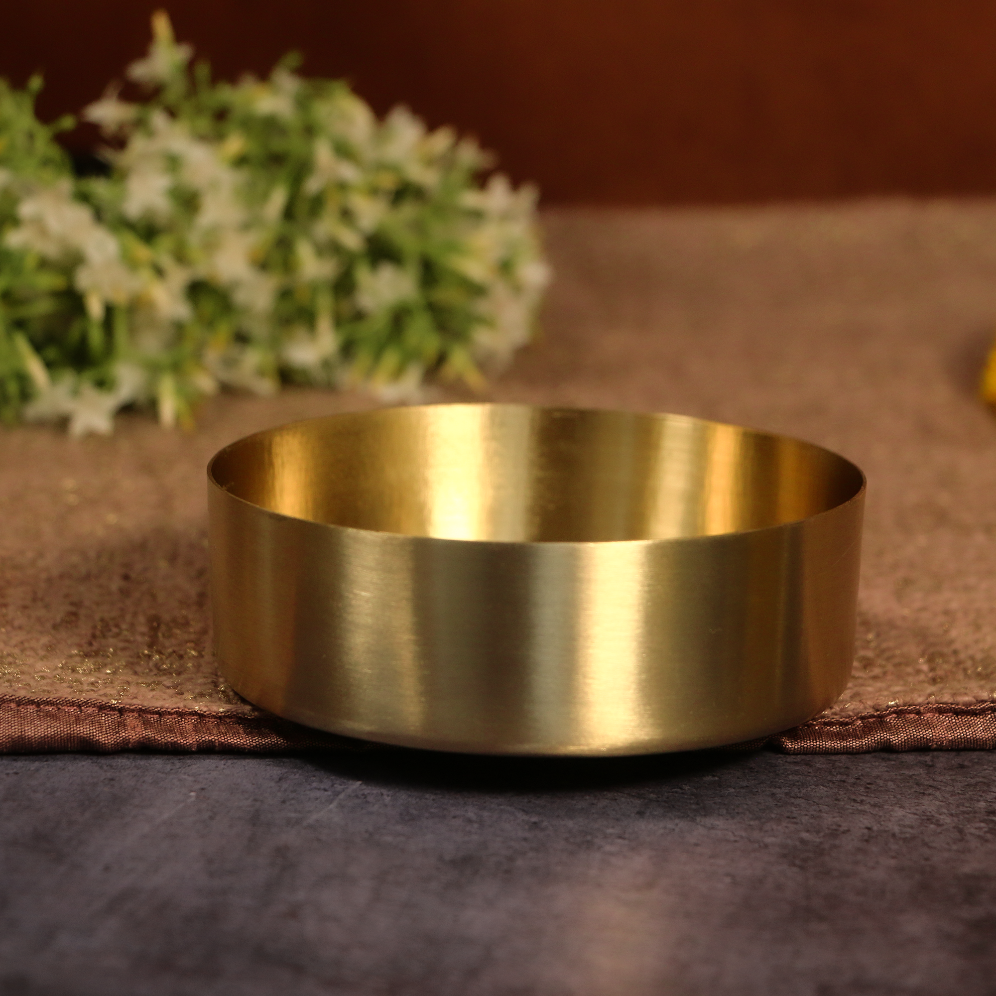 Brass Super Value Thali Set - Set of 6 pieces - Matt Finish