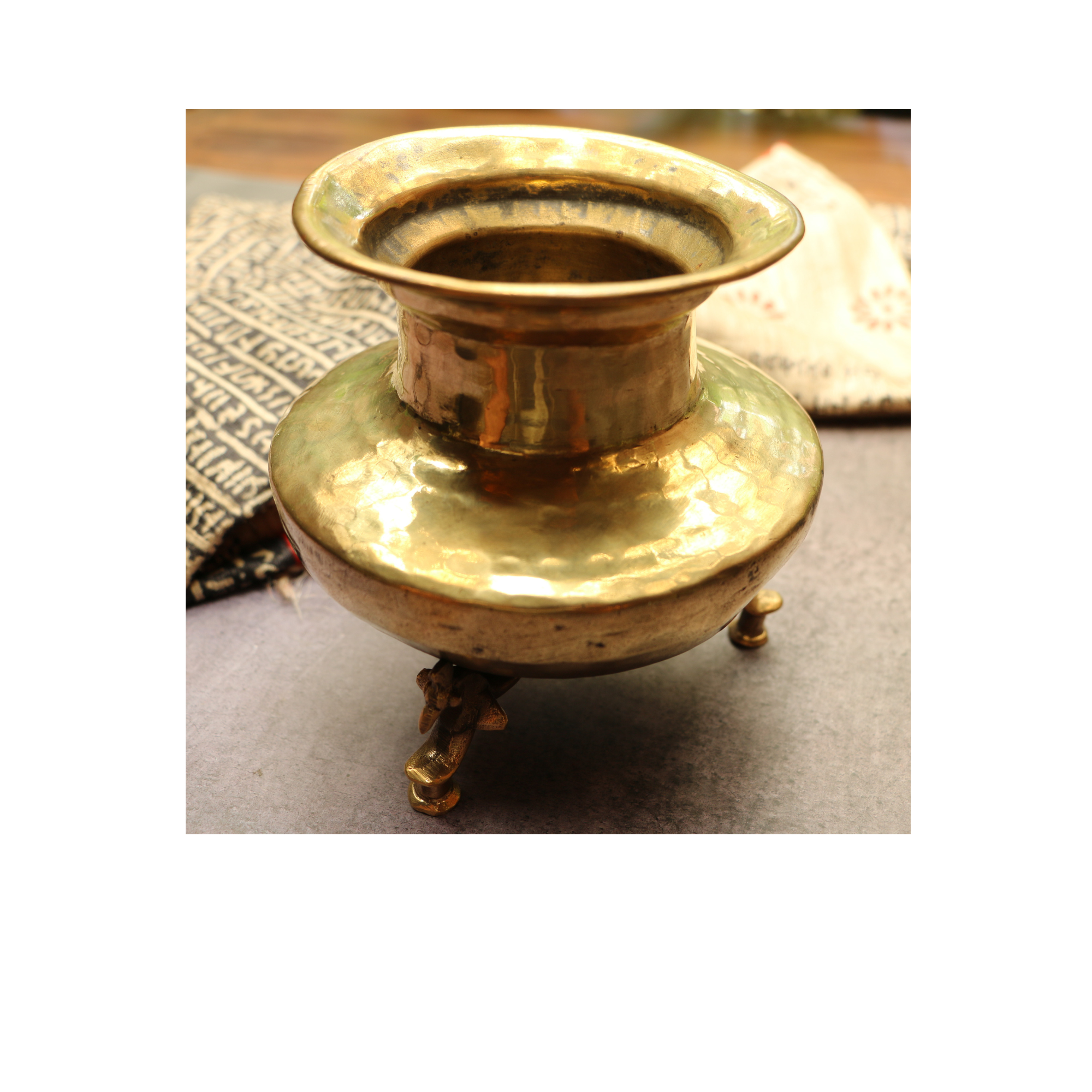 Handcrafted Elegant Vintage Brass Lota With Legs