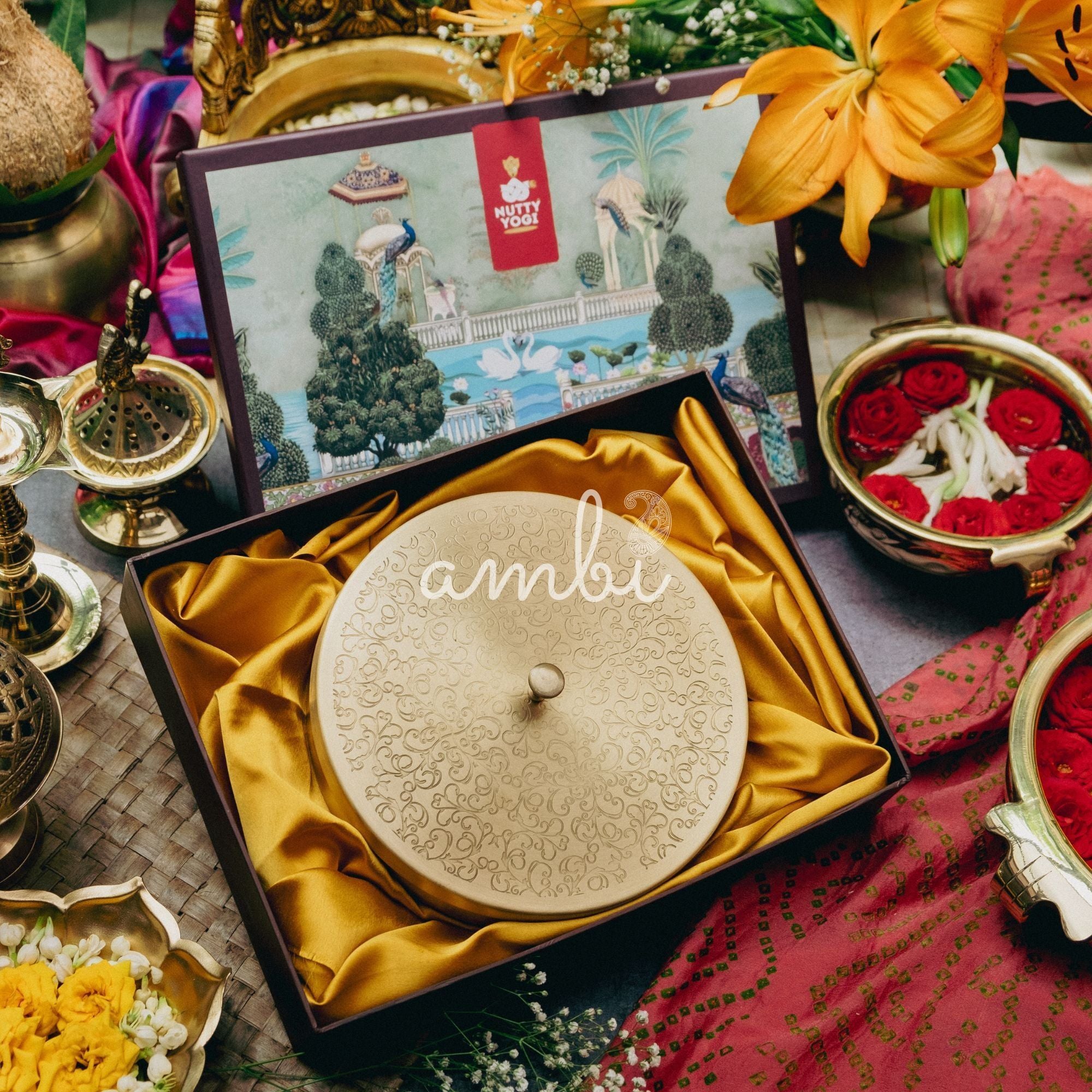 Ambi Gift of Flavours : 1 Pure Brass Spice Box/ Masala Daani