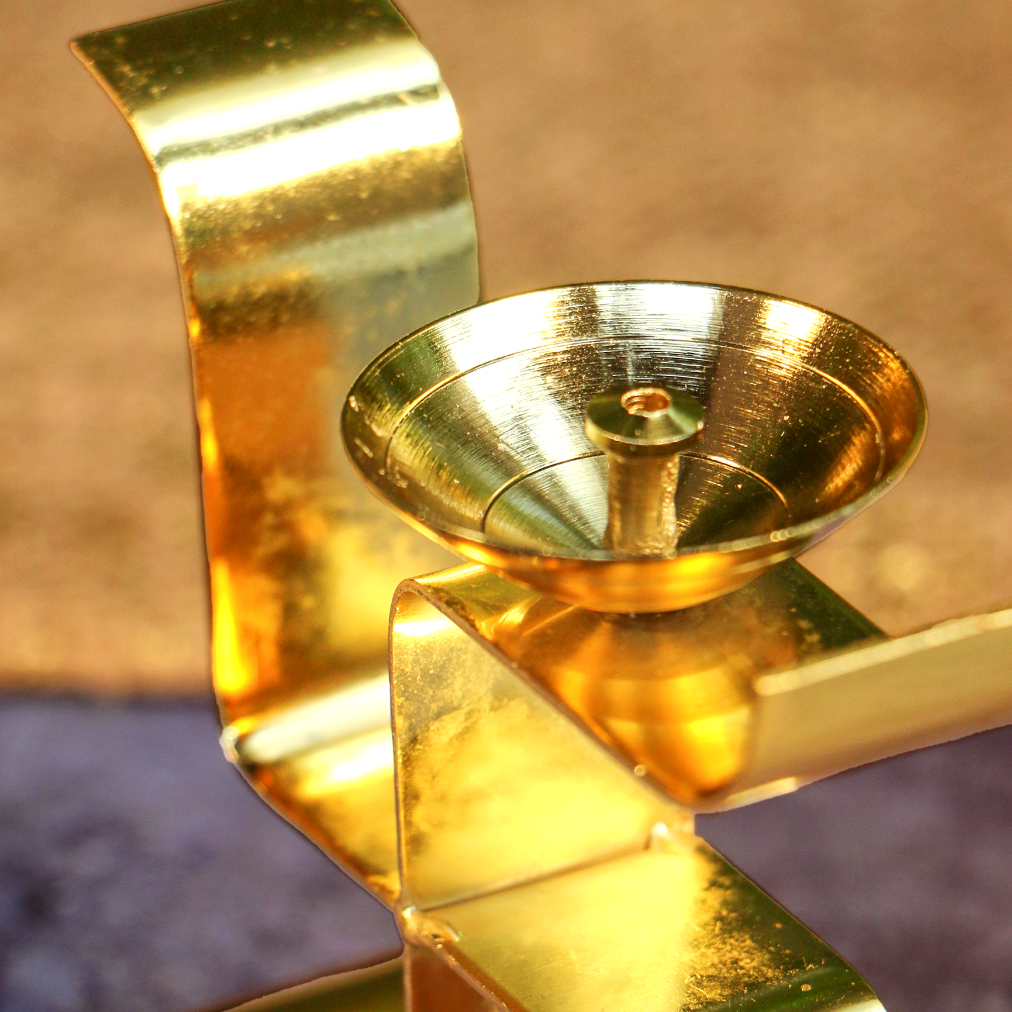 Pure Brass Pooja Swastik Satya Deepam / Deepak / Diya - Vertical
