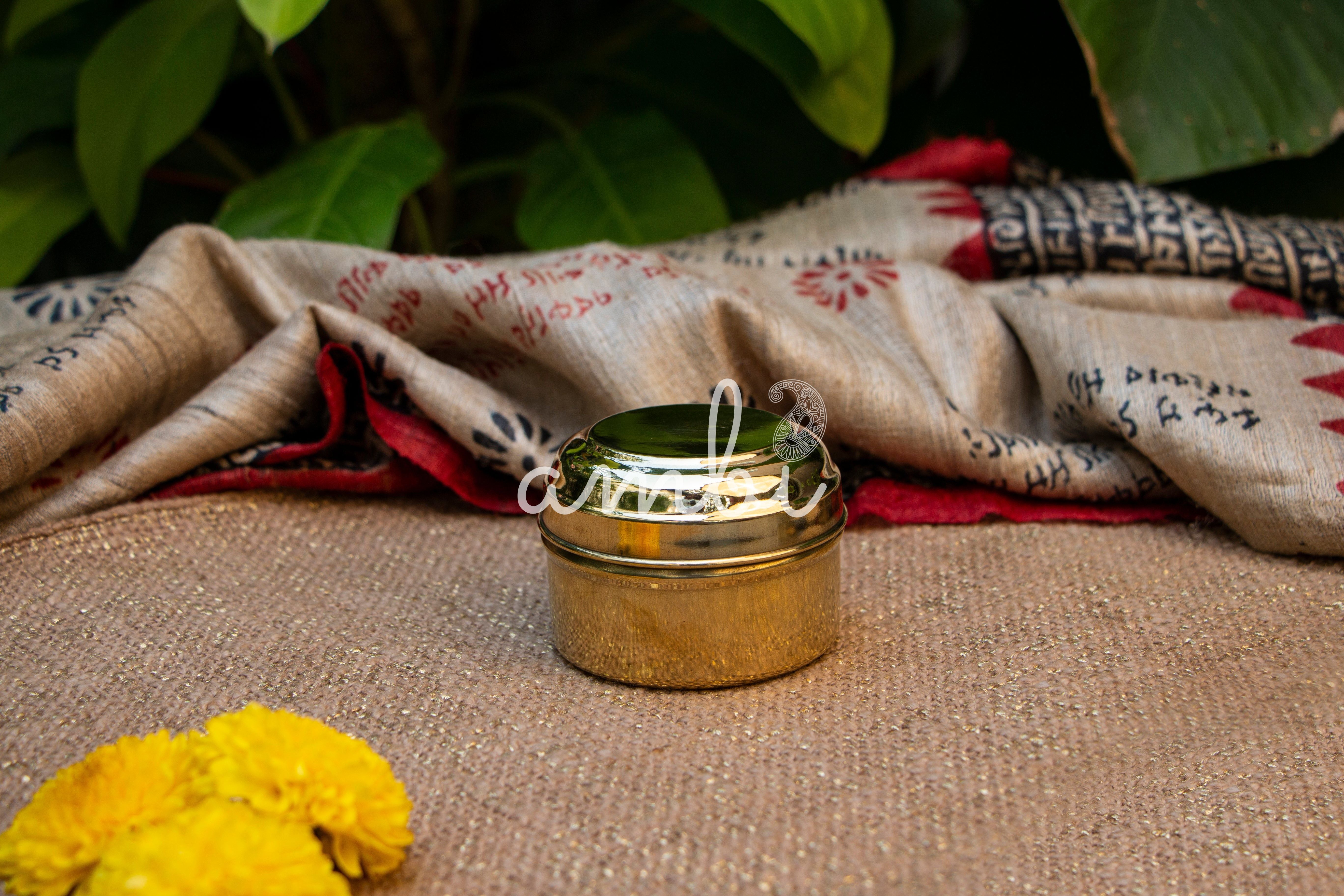 Ambi Pure Brass Kitchen Storage Box - Small - 3 inches Diameter - Glossy Finish