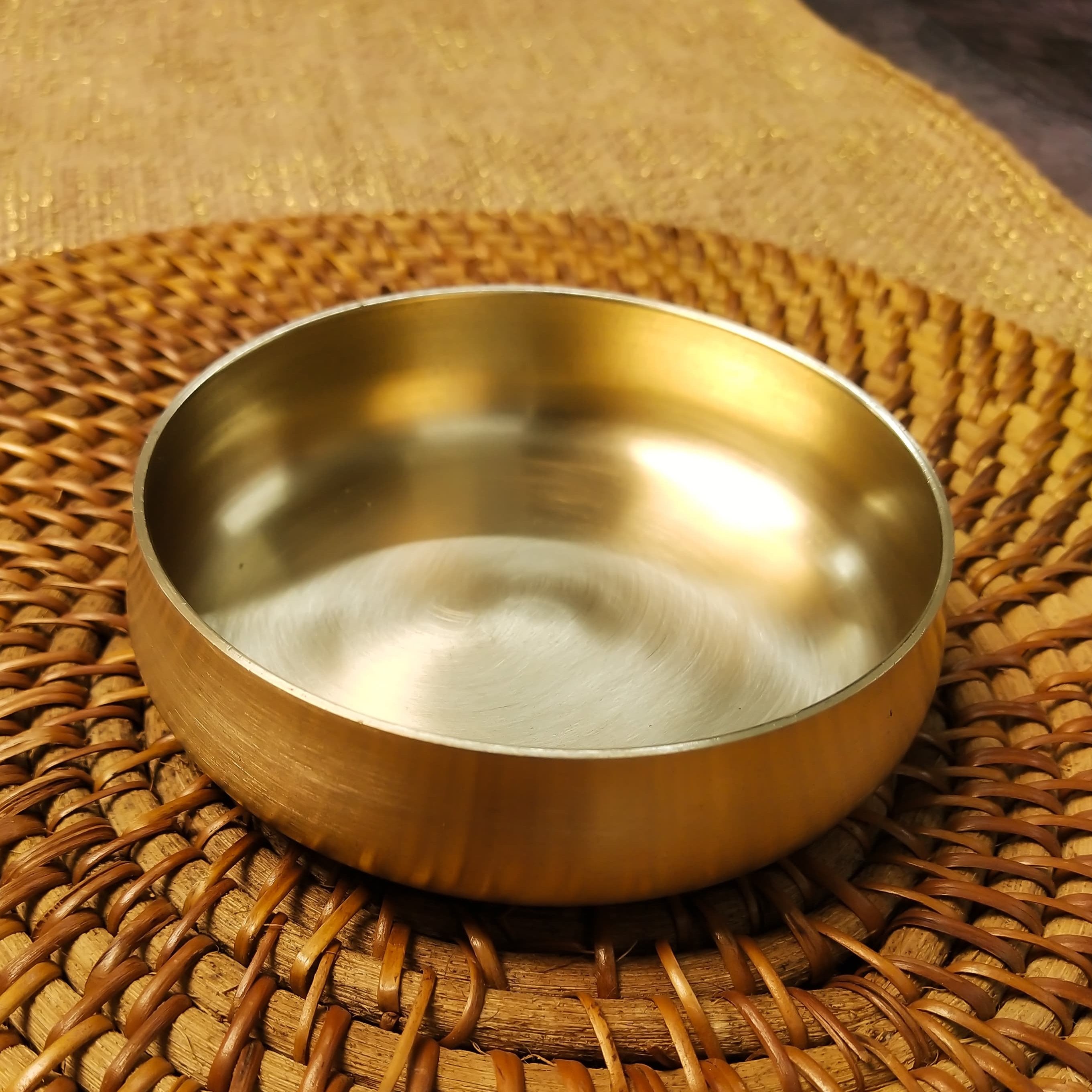 AMBI Pure 100% Lead Free Kansa Curved Bowl / Katori - Dahi Vada / Rice / Dessert - 4 Inch - 150 ML