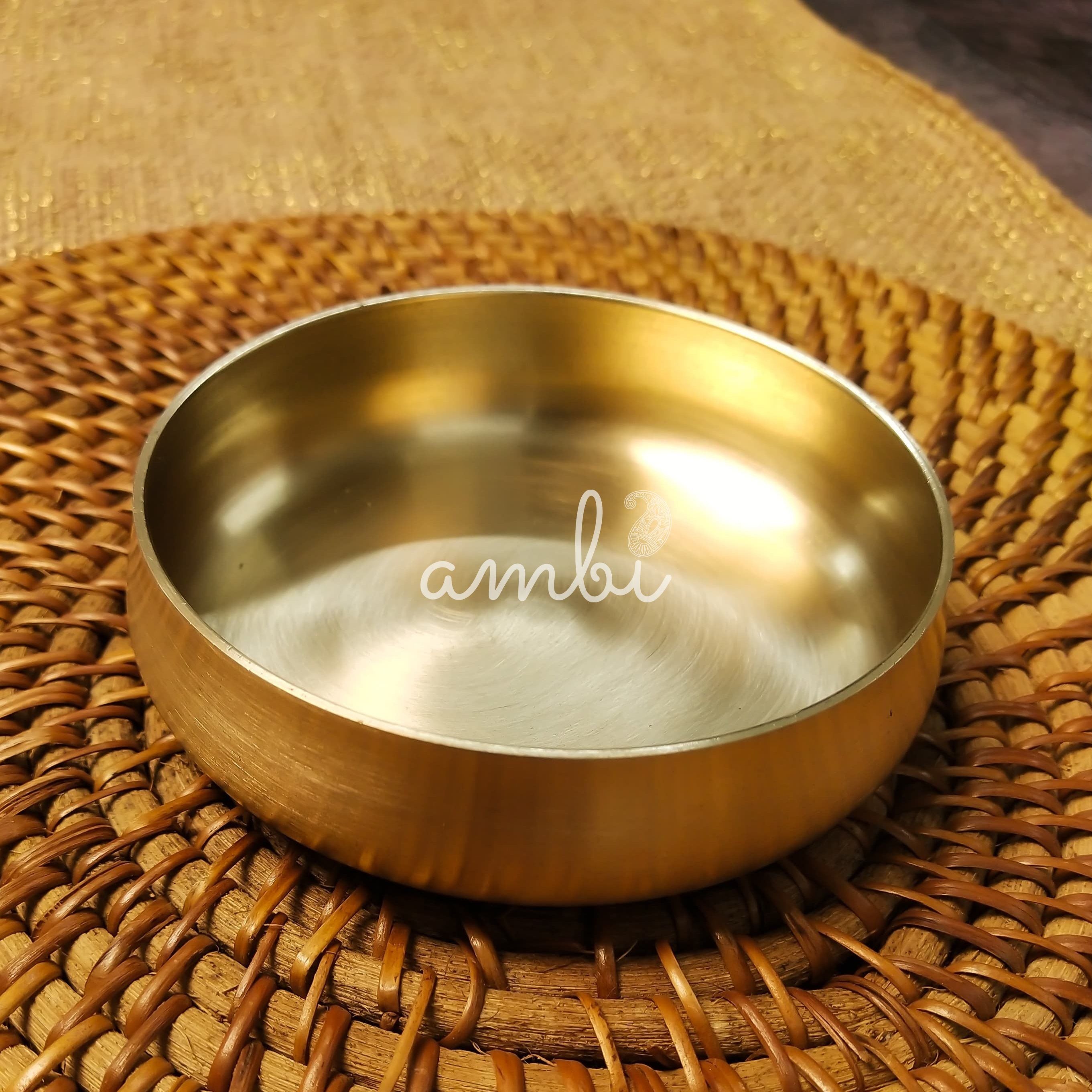 AMBI Pure 100% Lead Free Kansa Curved Bowl / Katori - Dahi Vada / Rice / Dessert - 4 Inch - 150 ML