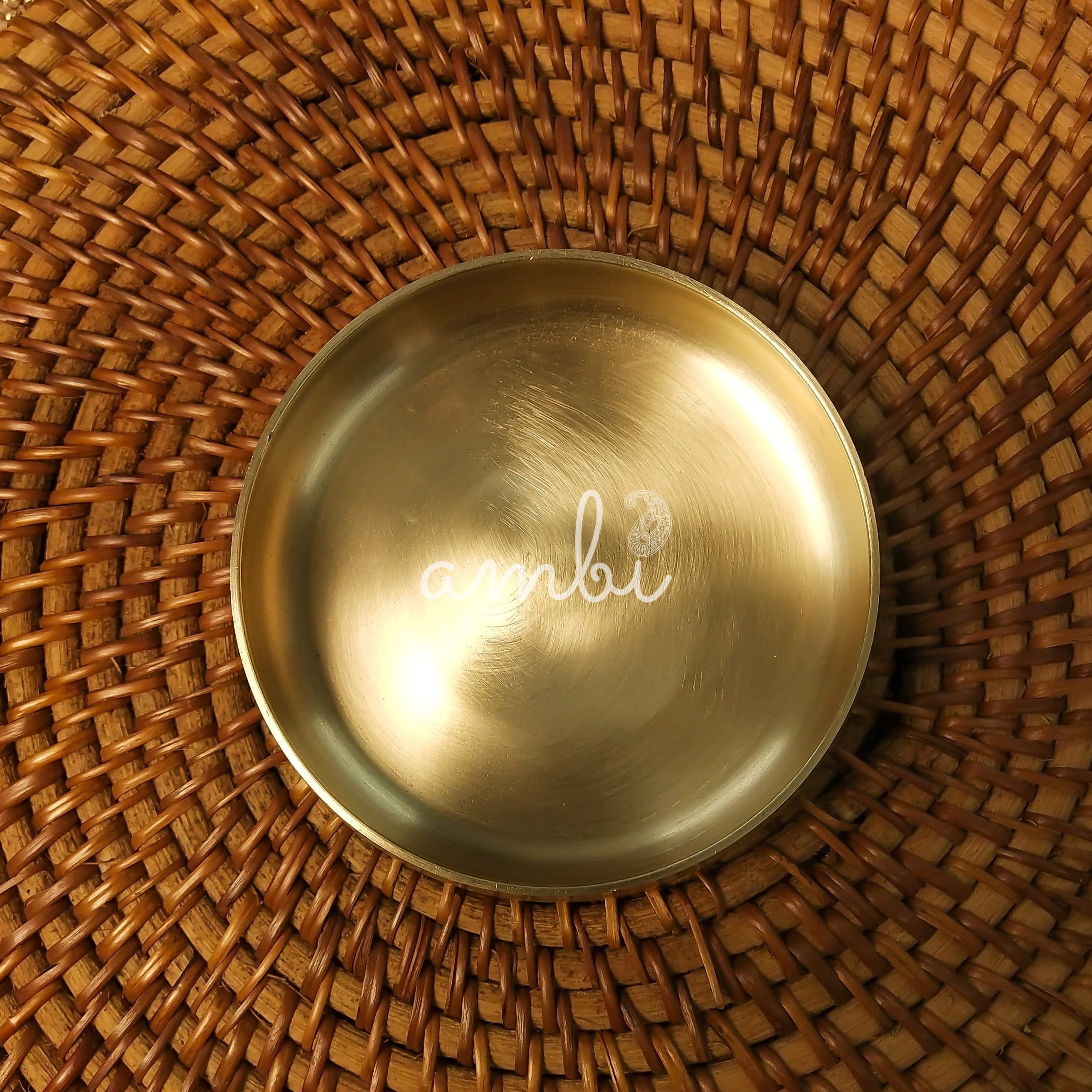 AMBI Pure 100% Lead Free Kansa Curved Bowl / Katori - Dahi Vada / Rice / Dessert - 4 Inch - 150 ML