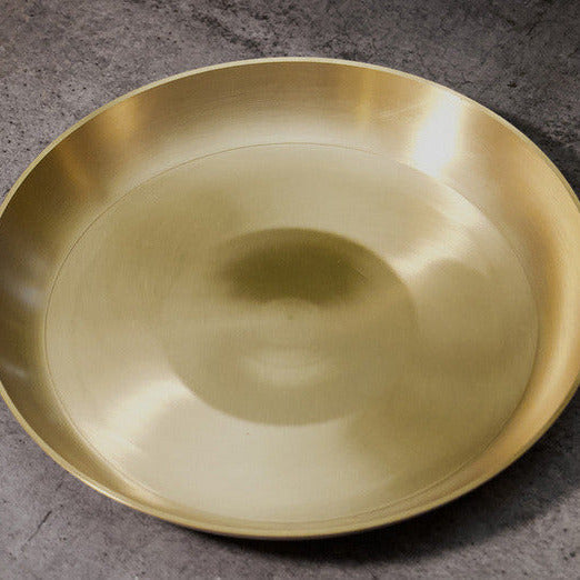 AMBI 100% Pure Lead Free Kansa Pasta Plate / Thali / Pooja Plate / Kids Plate - 8 Inch