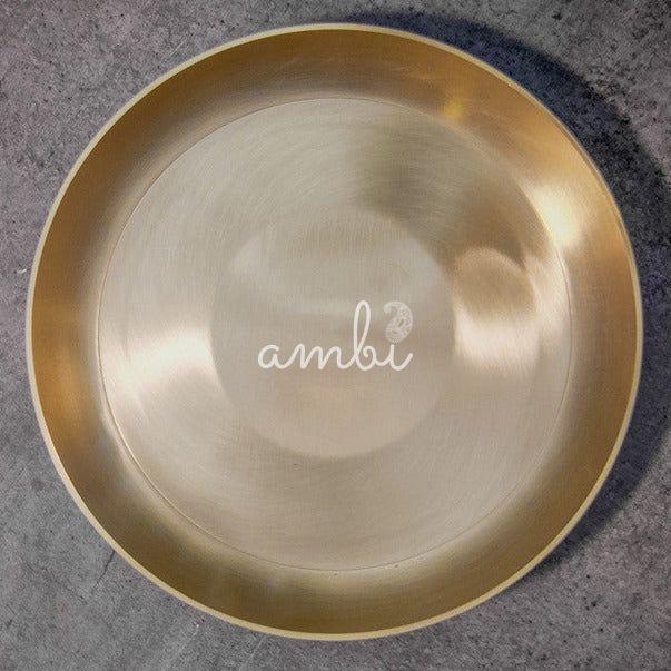 AMBI 100% Pure Lead Free Kansa Pasta Plate / Thali / Pooja Plate / Kids Plate - 8 Inch