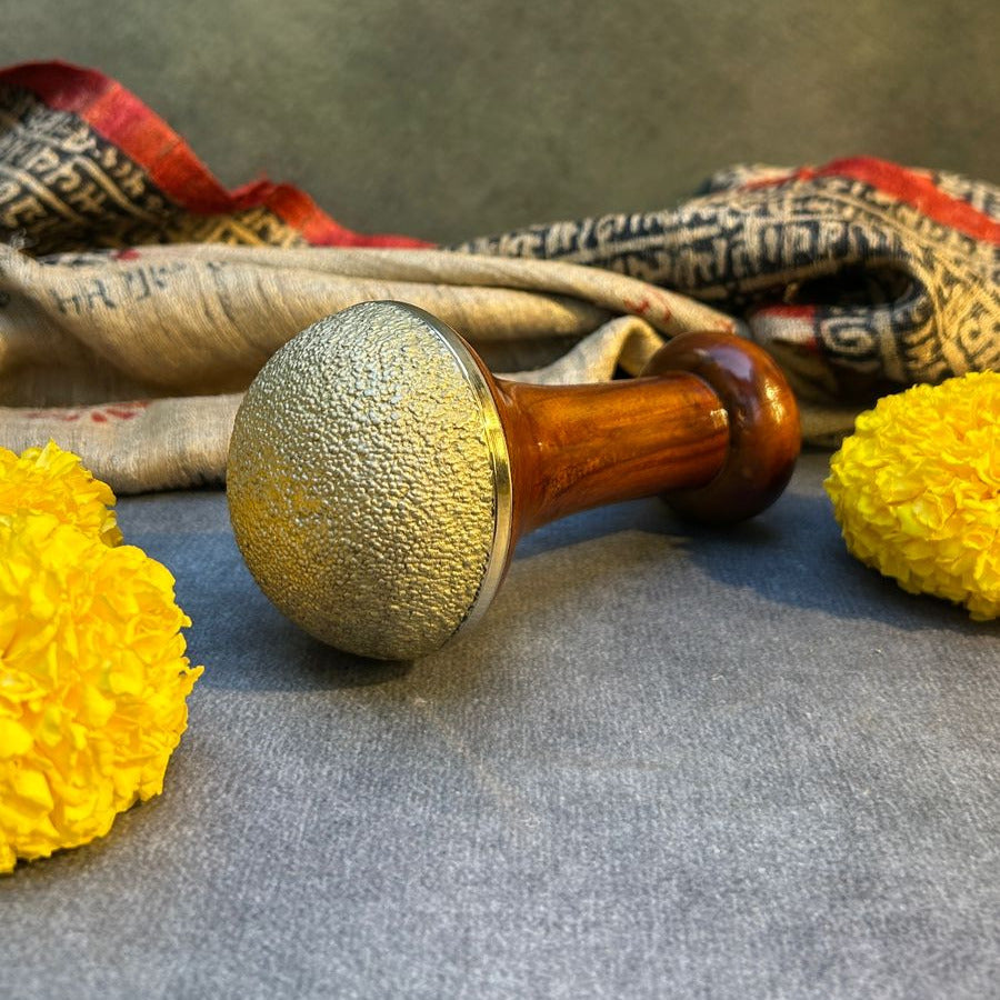 AMBI Natural Massager stone with wooden handle for relaxation - (Big)