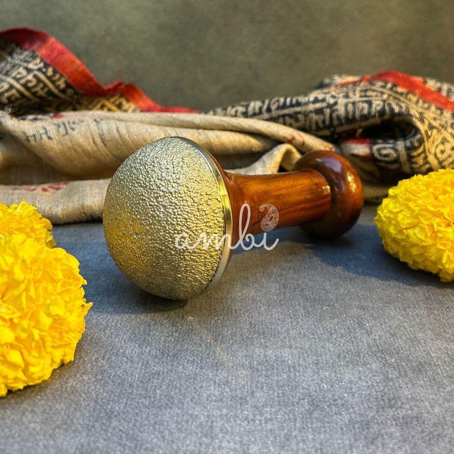 AMBI Natural Massager stone with wooden handle for relaxation - (Big)