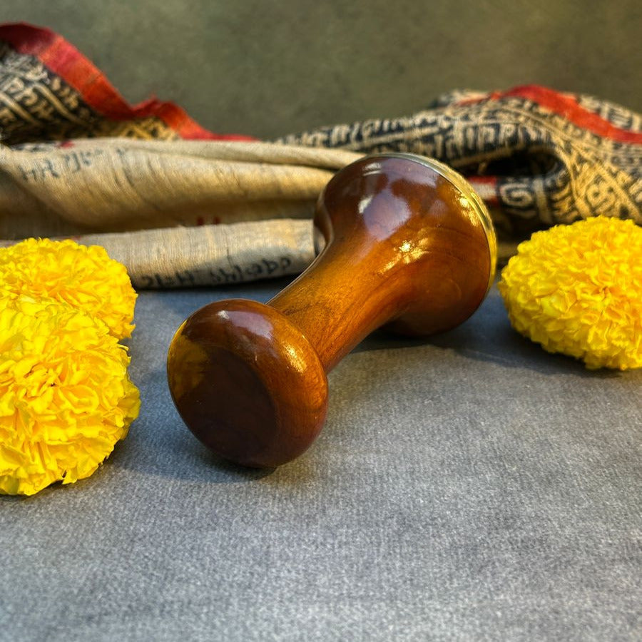 AMBI Natural Massager stone with wooden handle for relaxation - (Big)