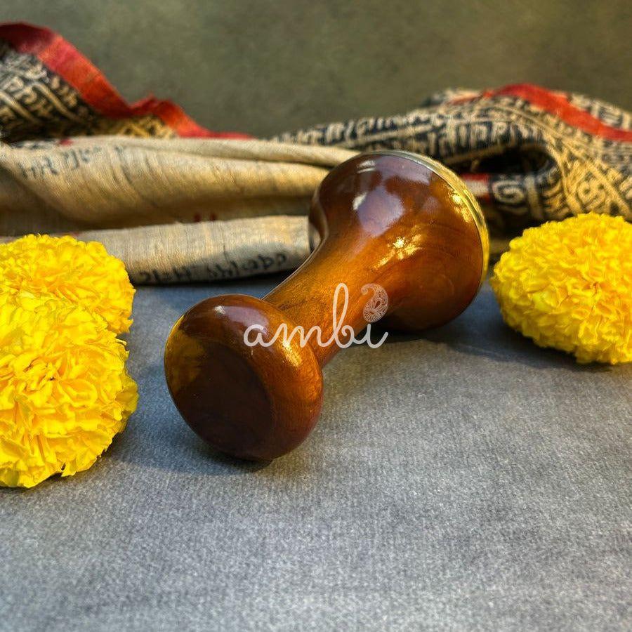 AMBI Natural Massager stone with wooden handle for relaxation - (Big)