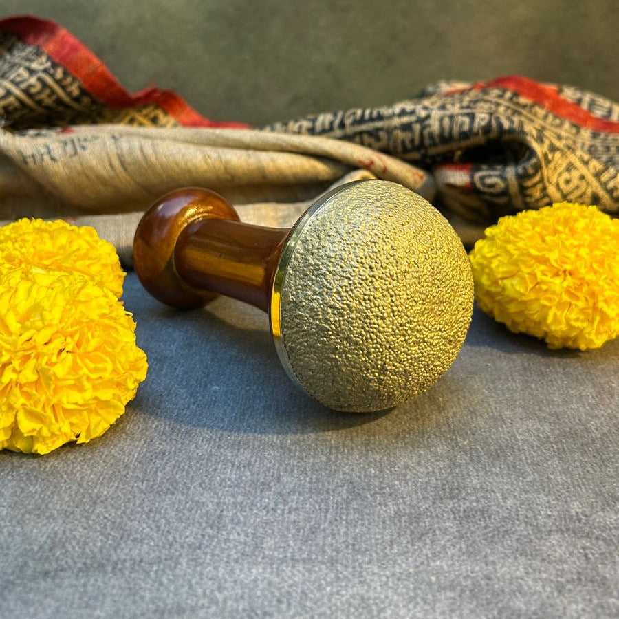 AMBI Natural Massager stone with wooden handle for relaxation - (Big)