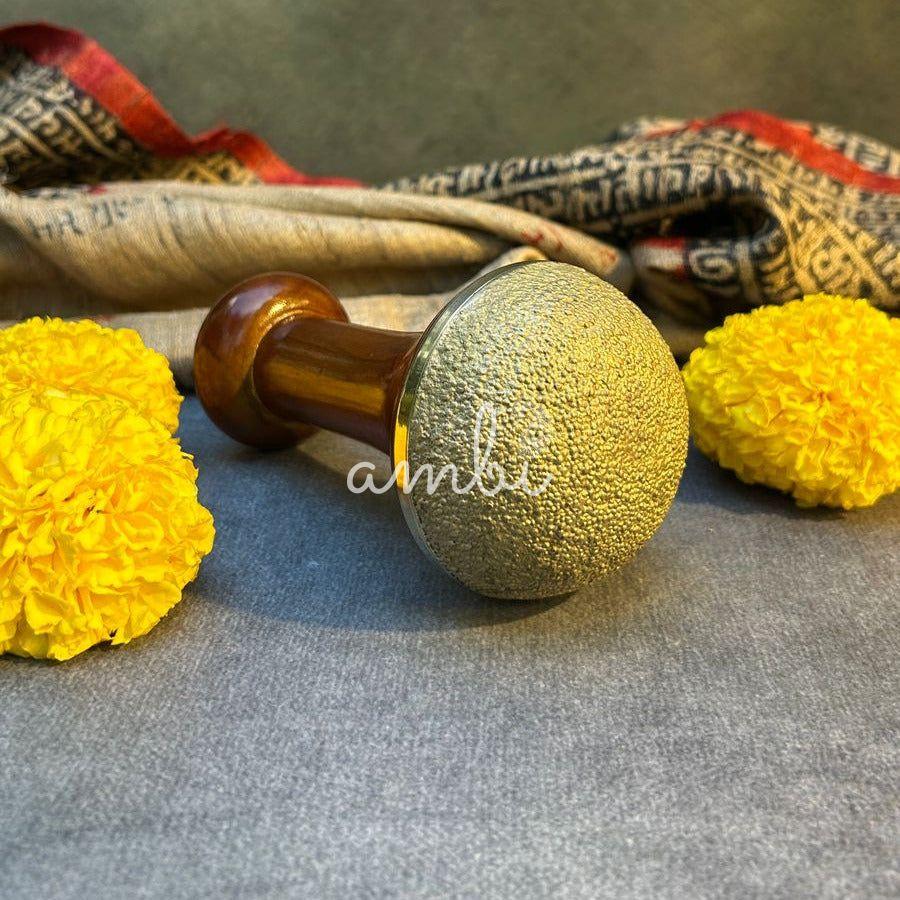 AMBI Natural Massager stone with wooden handle for relaxation - (Big)