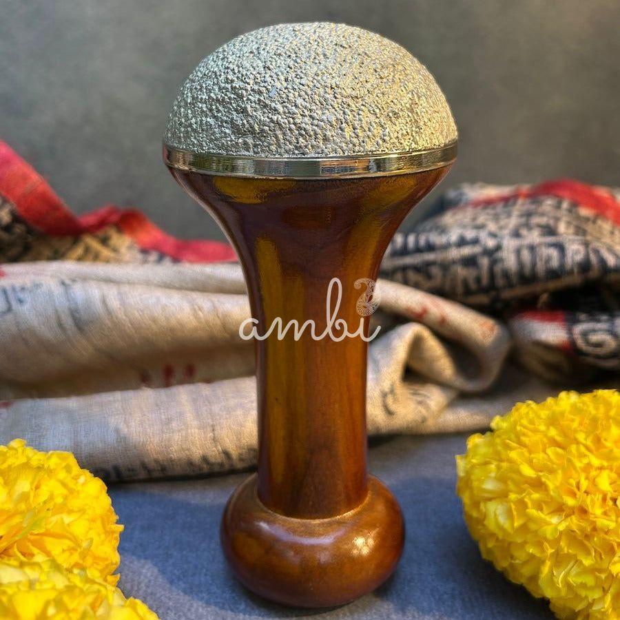 AMBI Natural Massager stone with wooden handle for relaxation - (Big)