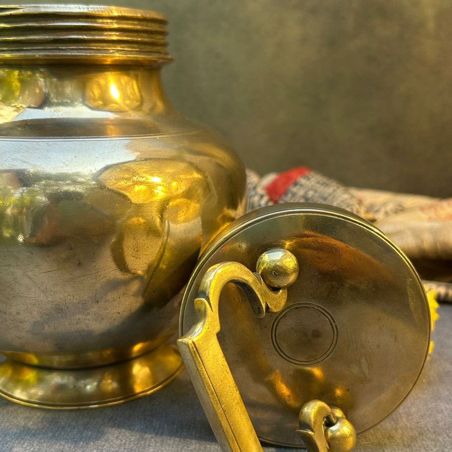 Vintage Handmade Brass Kamandal Ganga Jal / Holy Water / Pot for Prayer or Health benfits