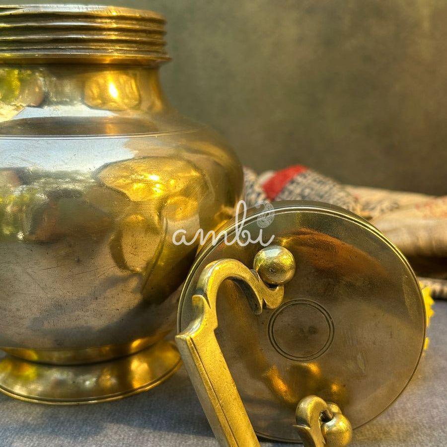 Vintage Handmade Brass Kamandal Ganga Jal / Holy Water / Pot for Prayer or Health benfits
