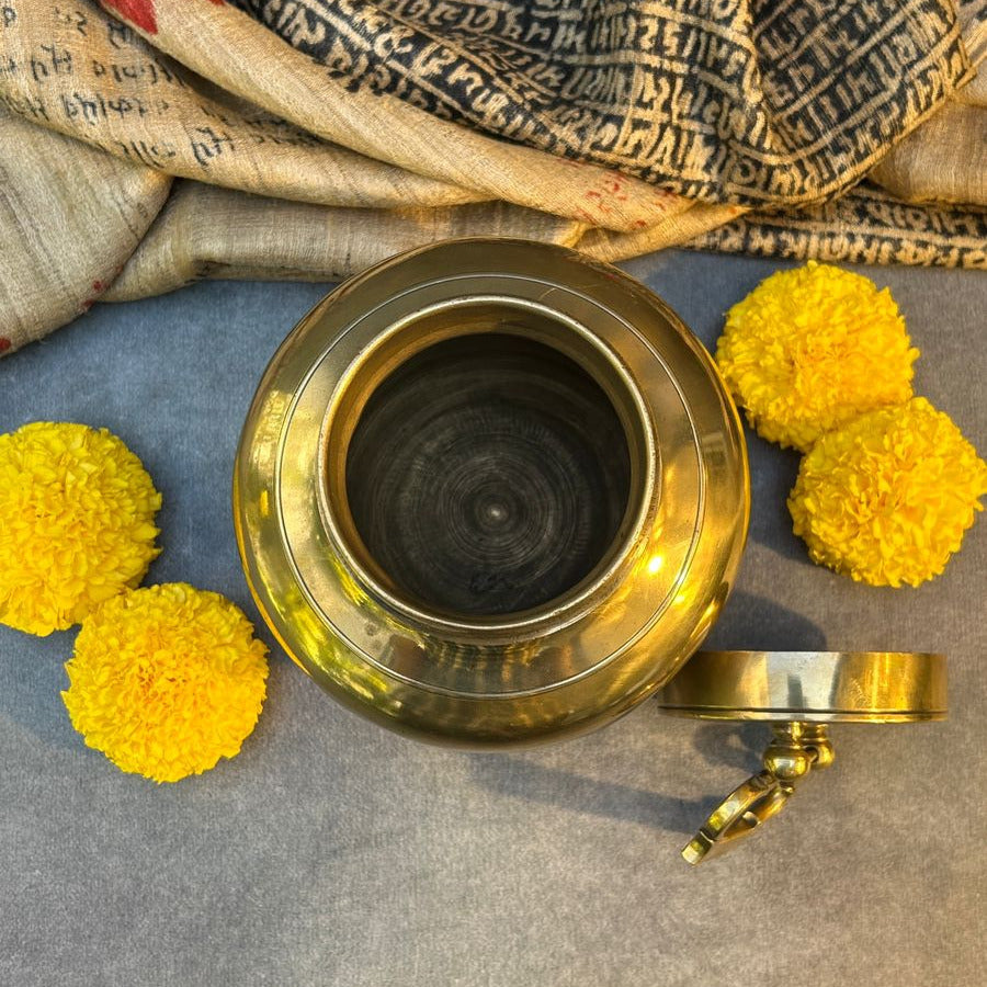 Vintage Handmade Brass Kamandal Ganga Jal / Holy Water / Pot for Prayer or Health benfits