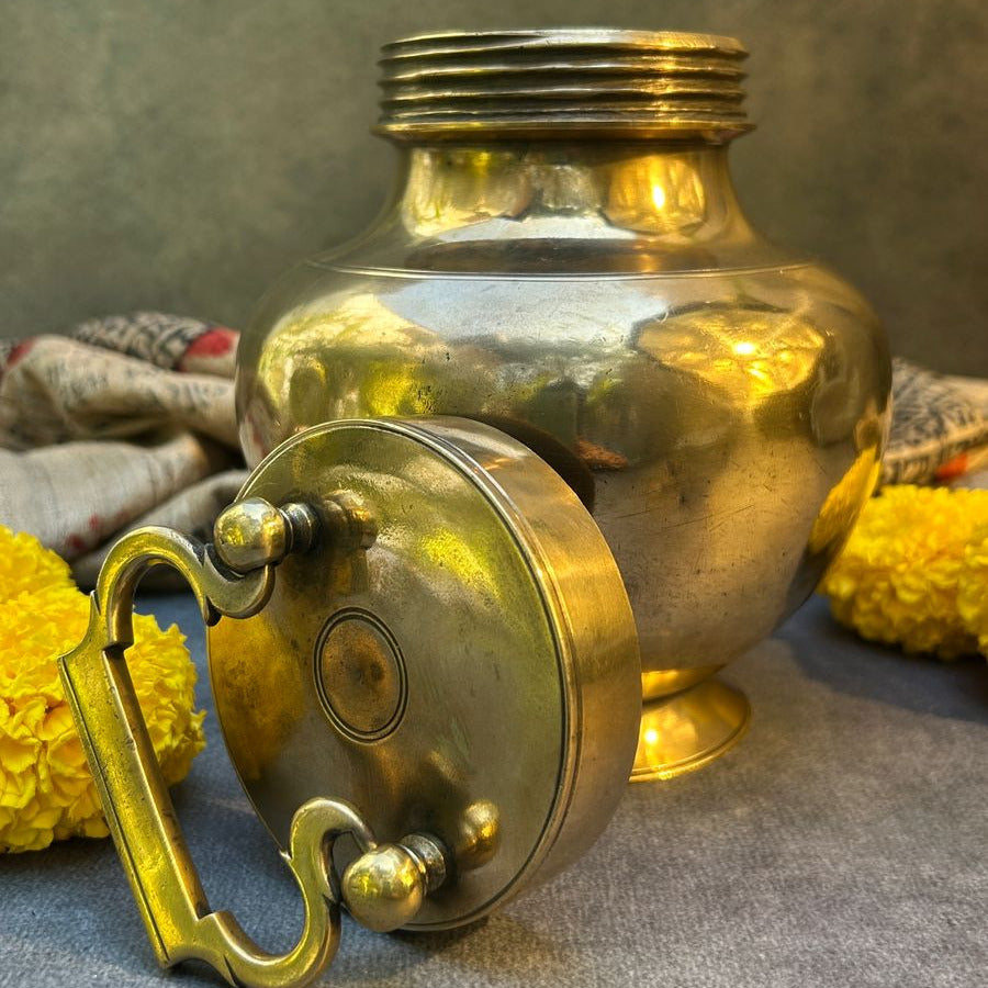 Vintage Handmade Brass Kamandal Ganga Jal / Holy Water / Pot for Prayer or Health benfits