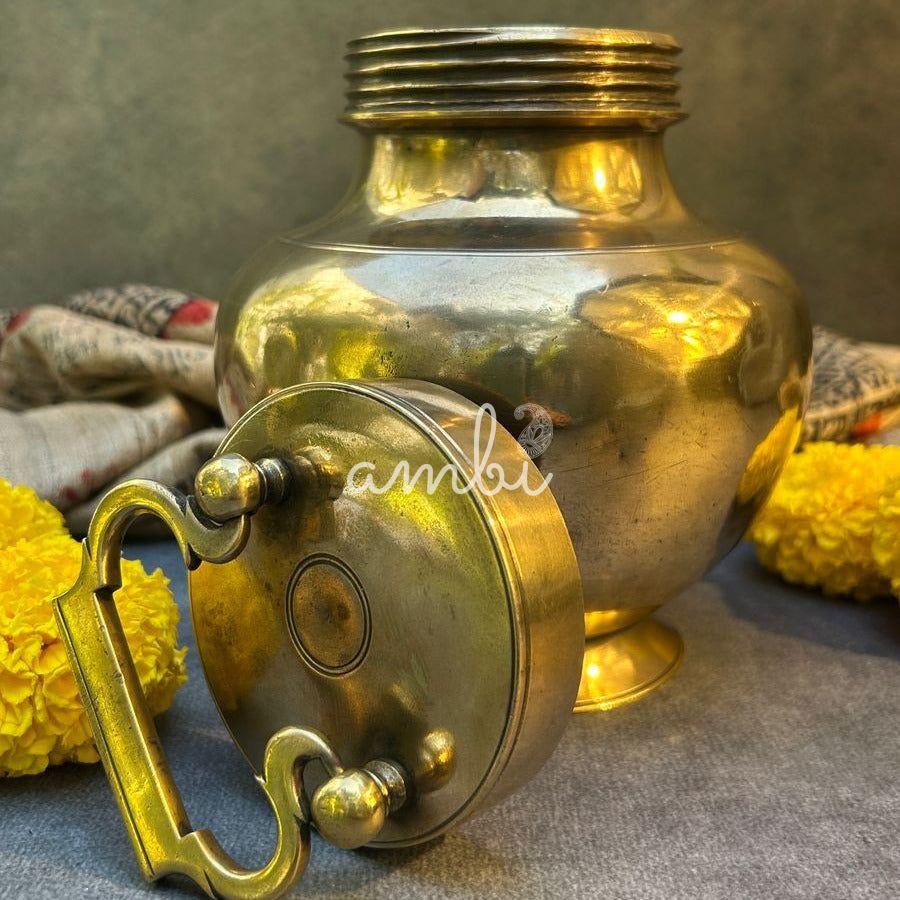 Vintage Handmade Brass Kamandal Ganga Jal / Holy Water / Pot for Prayer or Health benfits