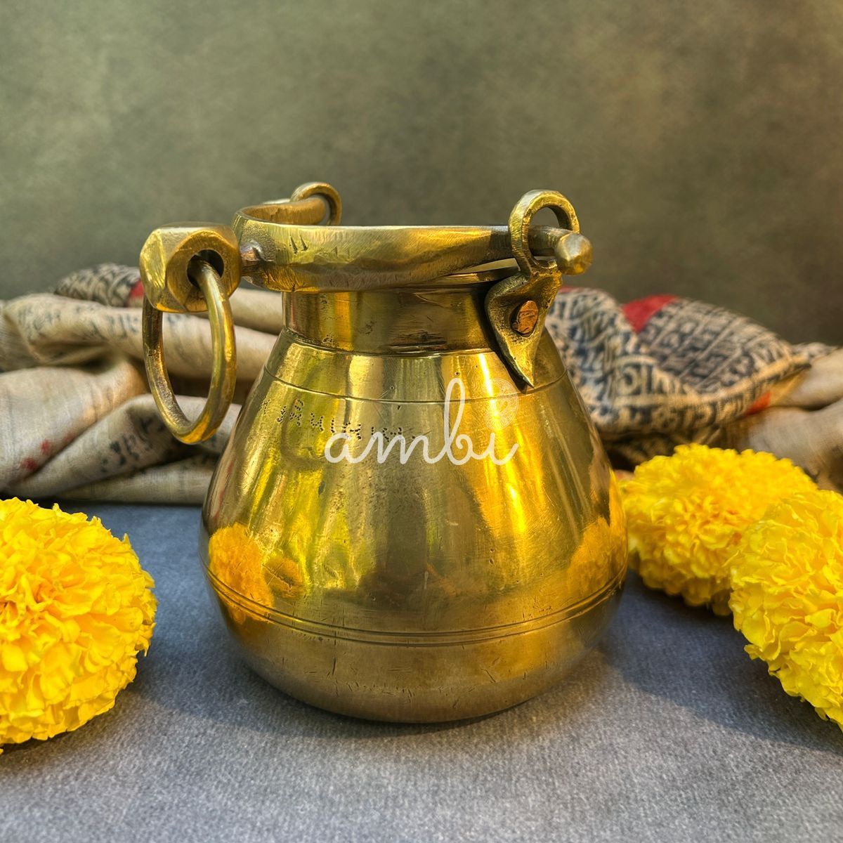 Handcrafted Vintage Heritage Brass Lota With Hanging Loop