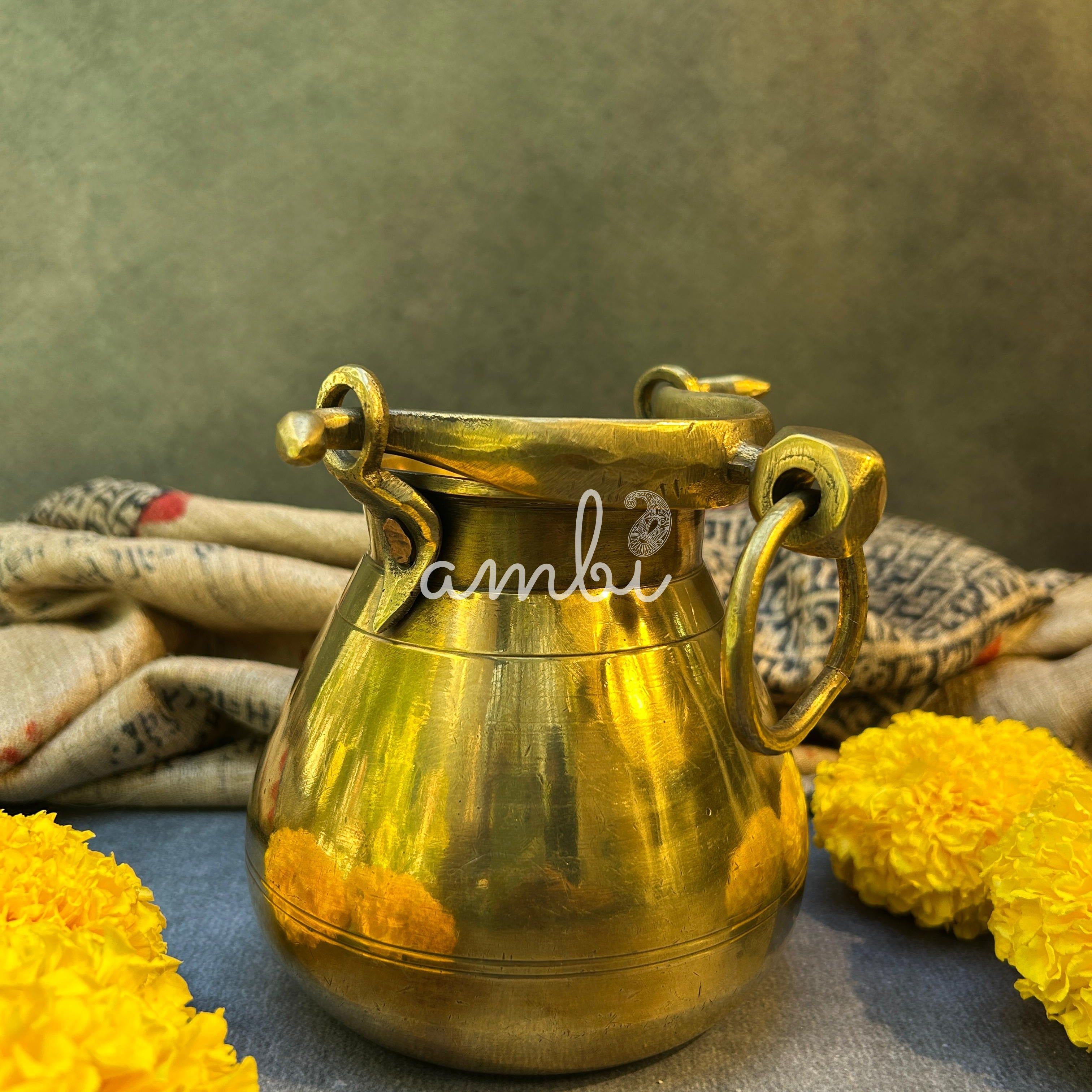 Handcrafted Vintage Heritage Brass Lota With Hanging Loop