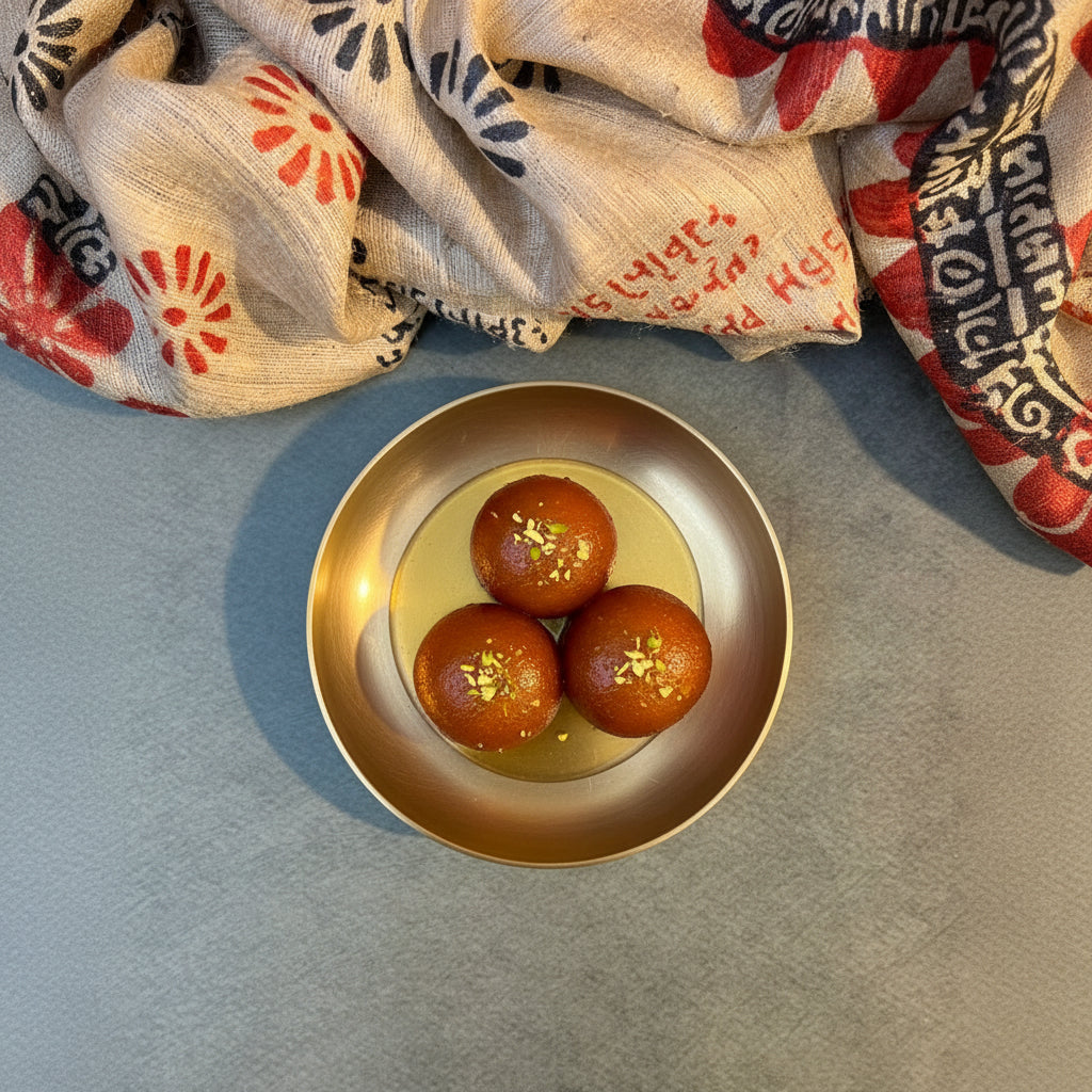 Ambi 100% Pure Lead-Free Kansa Small Plate — 6 Inch Low Edge | Dessert & Puja Plate