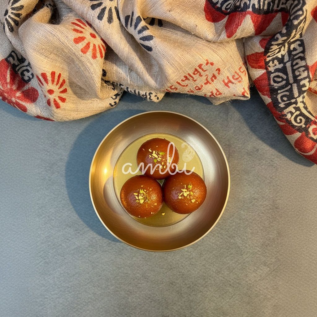 AMBI 100% Pure Lead Free Kansa Small Plate Handcrafted Dessert Plate | Puja Plate - 6 Inch