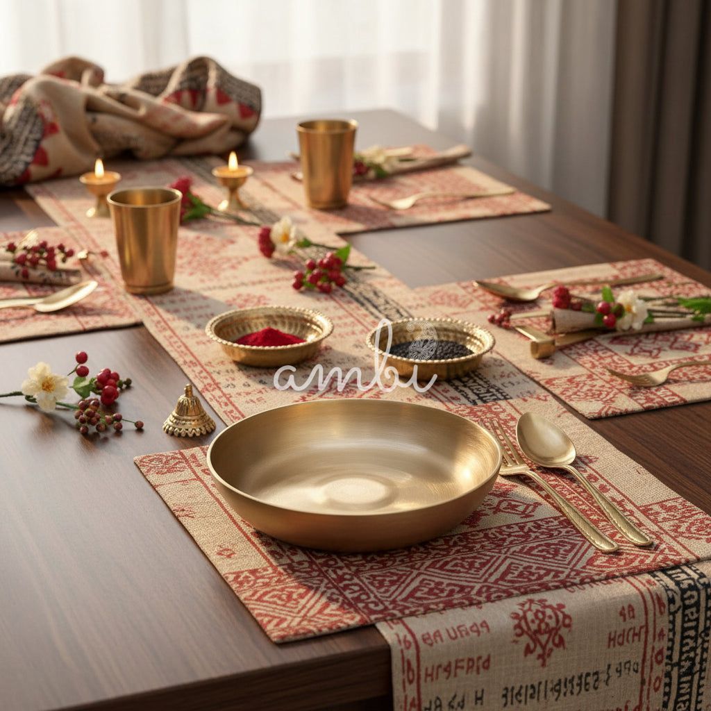 AMBI 100% Pure Lead Free Kansa Small Plate Handcrafted Dessert Plate | Puja Plate - 6 Inch