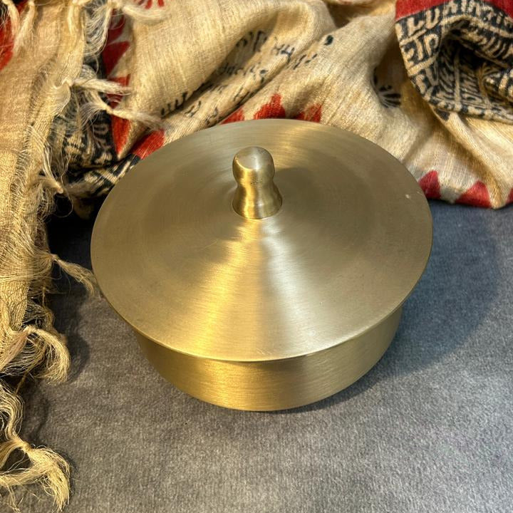 Ambi 100% Pure Lead-Free Kansa Serving Handi with Crowned Lid – Large Size - 1500ML