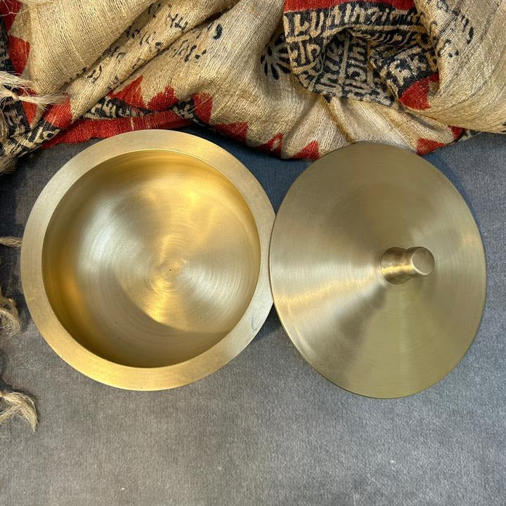 Ambi 100% Pure Lead-Free Kansa Serving Handi with Crowned Lid – Large Size - 1500ML