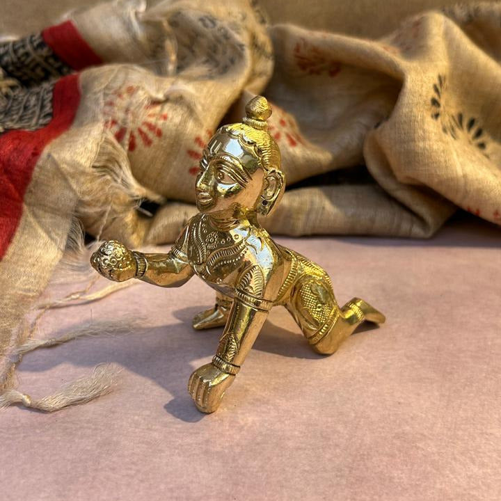 Bal Krishna Crawling Idol - Baby Krishna with Butter