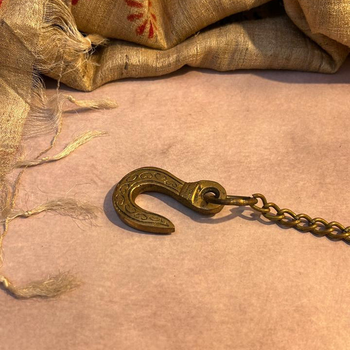 Ambi Pure Brass Hanging Peacock Deepam with 5 Diyas & Chain