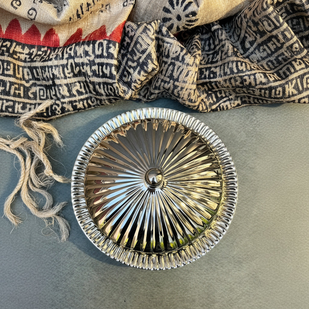 Pure Brass Silver Butter Dish with Lid - Heritage Luxury Serveware