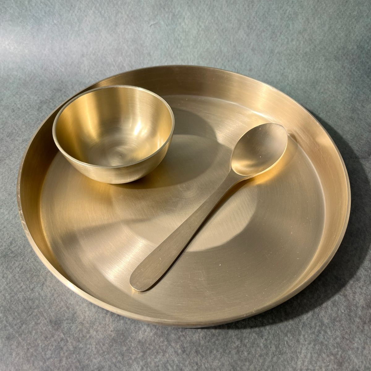 Pure 100% Lead Free Kansa Exquisite Small Thali Set - 8inch - 3 pcs set