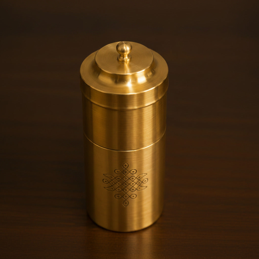 Ambi Pure Brass South Indian Coffee Filter | Sikku Kolam Design | Serve's , 2-3 cups