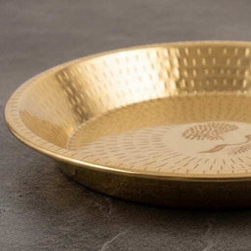 Ambi 100% Pure Brass Traditional Etched Parat - 16 Inches diameter
