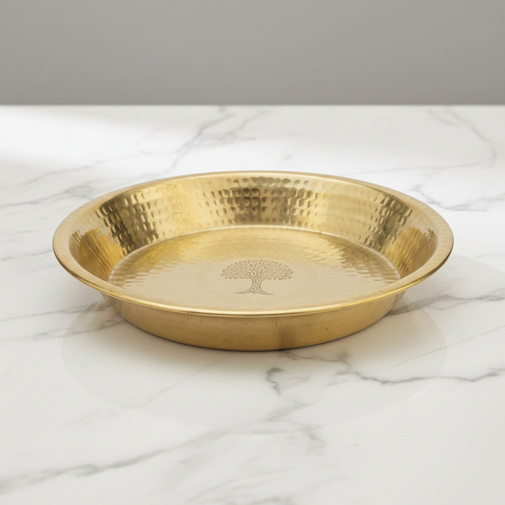 Ambi 100% Pure Brass Traditional Etched Parat - 16 Inches diameter