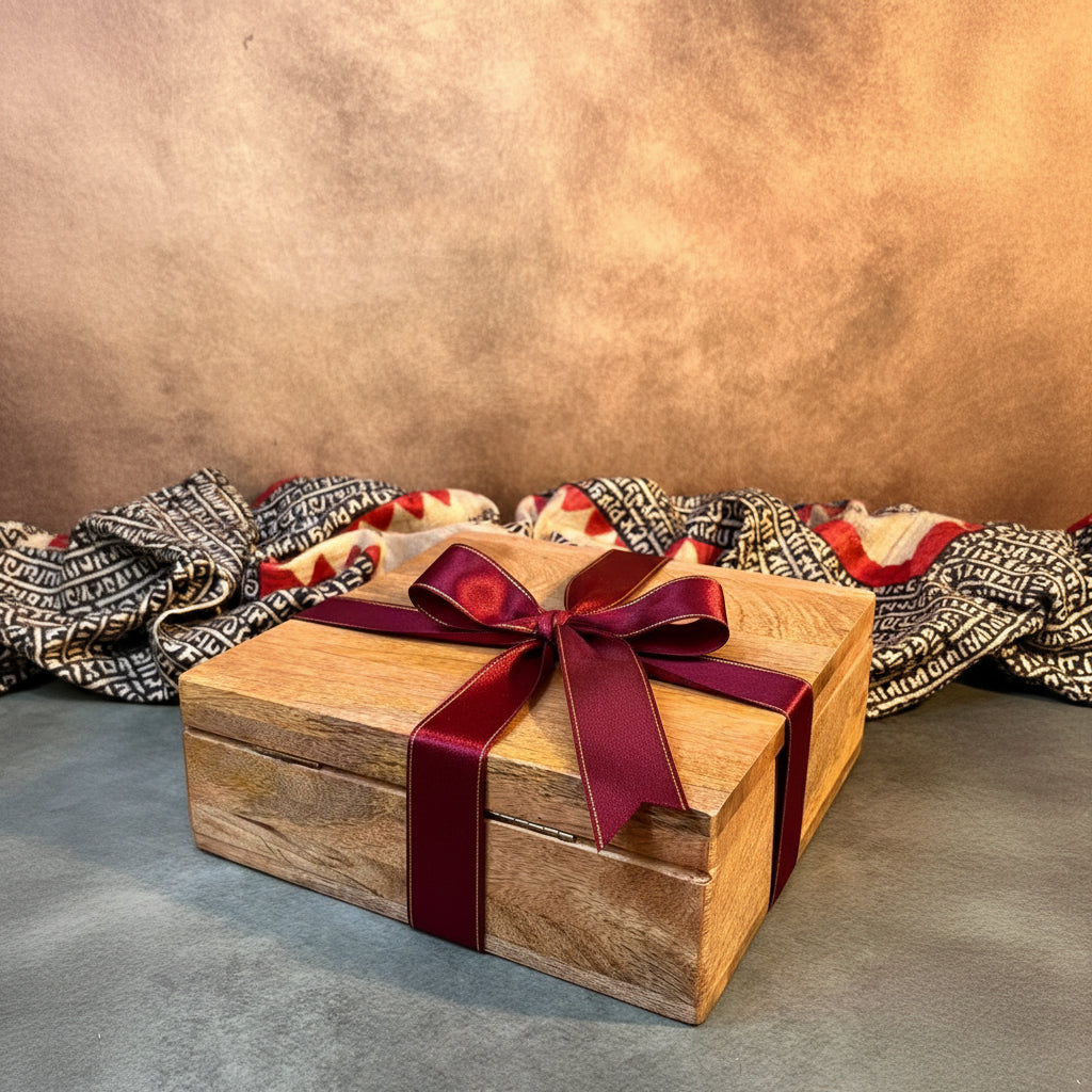 AMBI Premium Natural Finish Wooden Gift Box 12 inch
