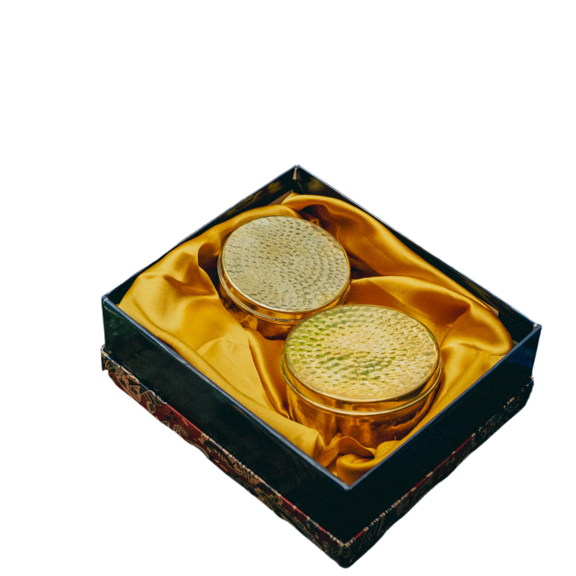 Ambi Gift of Royalty : 2 Pure Brass Hammered Storage Box