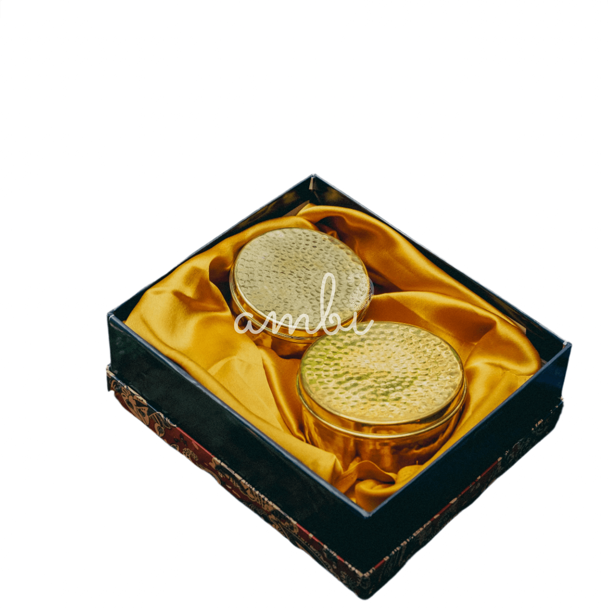 Ambi Gift of Royalty : 2 Pure Brass Hammered Storage Box