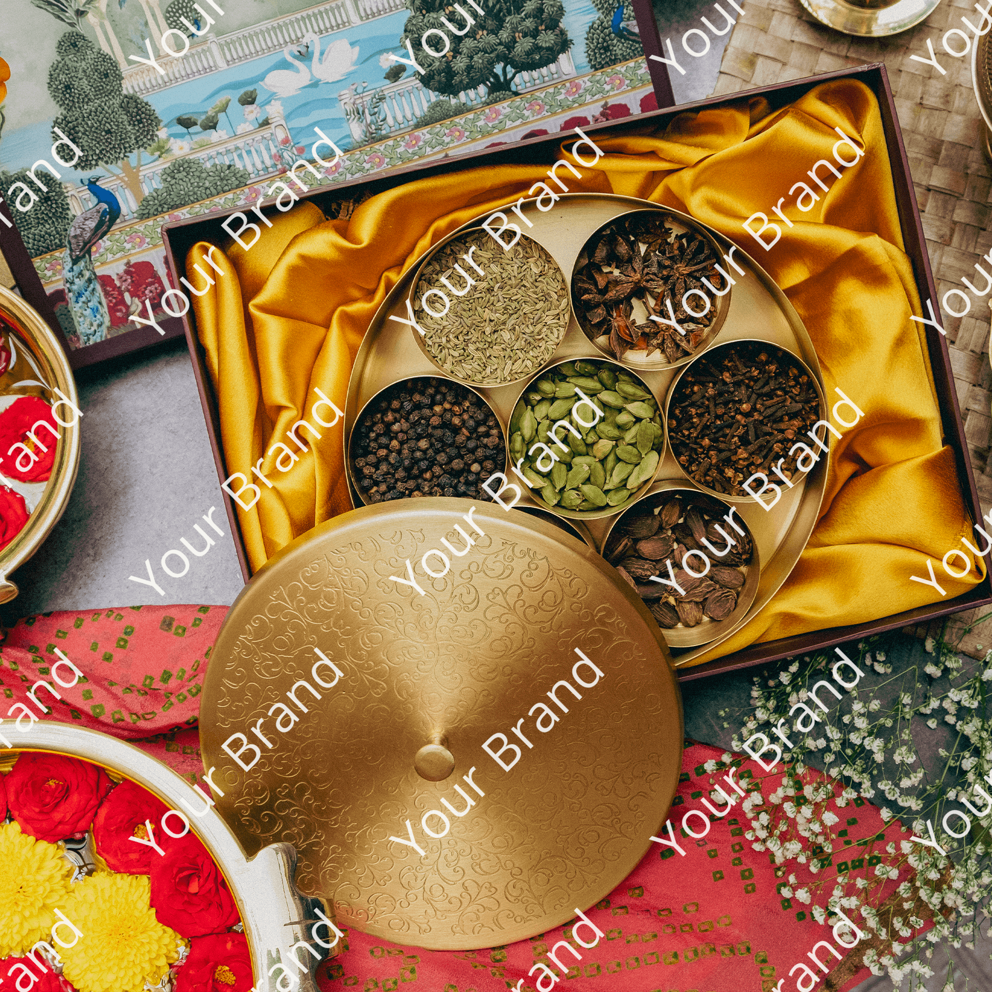 Ambi Gift of Flavours : 1 Pure Brass Spice Box/ Masala Daani