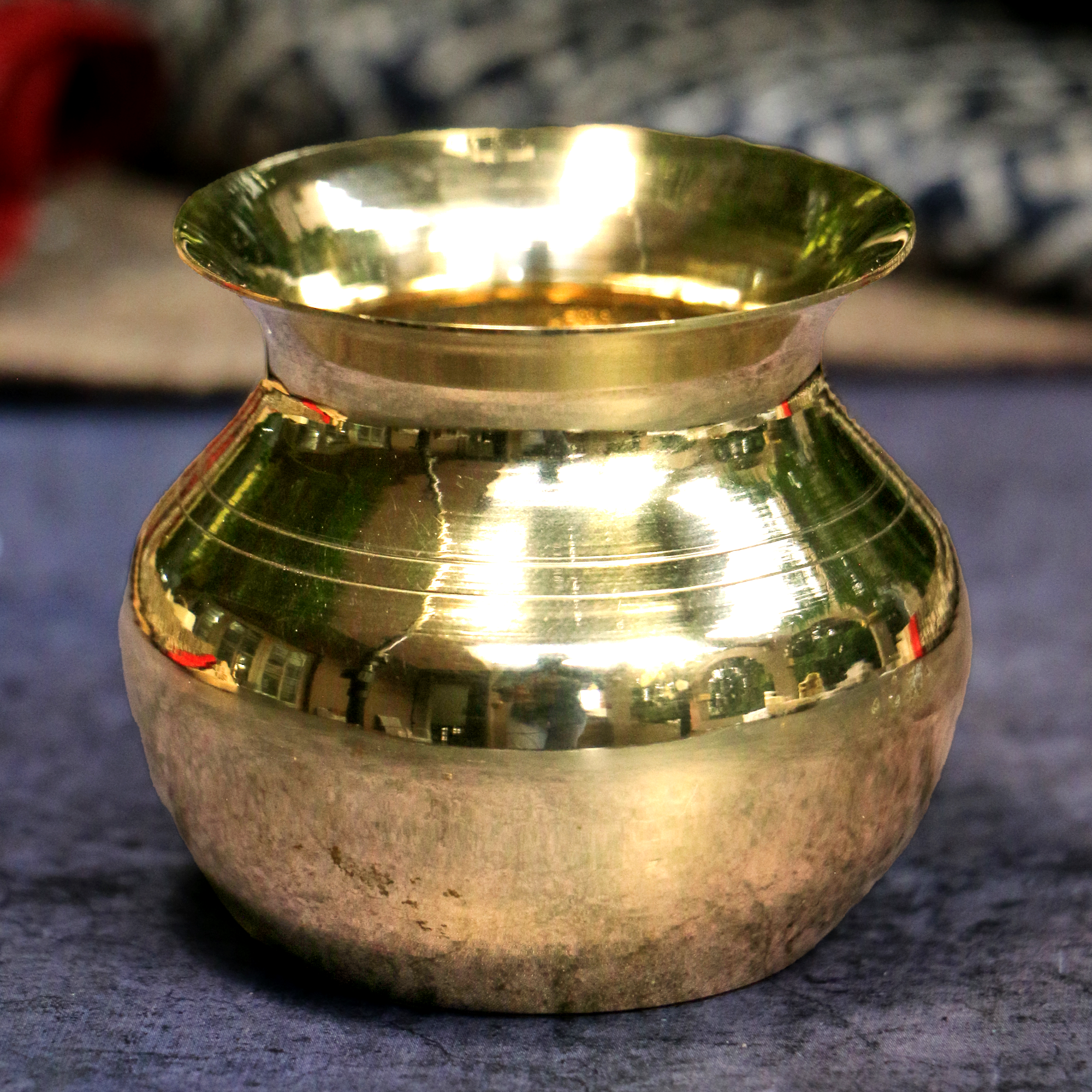 100% Pure Brass Pooja Madrasi Lota - Small for Pooja / Abhishek