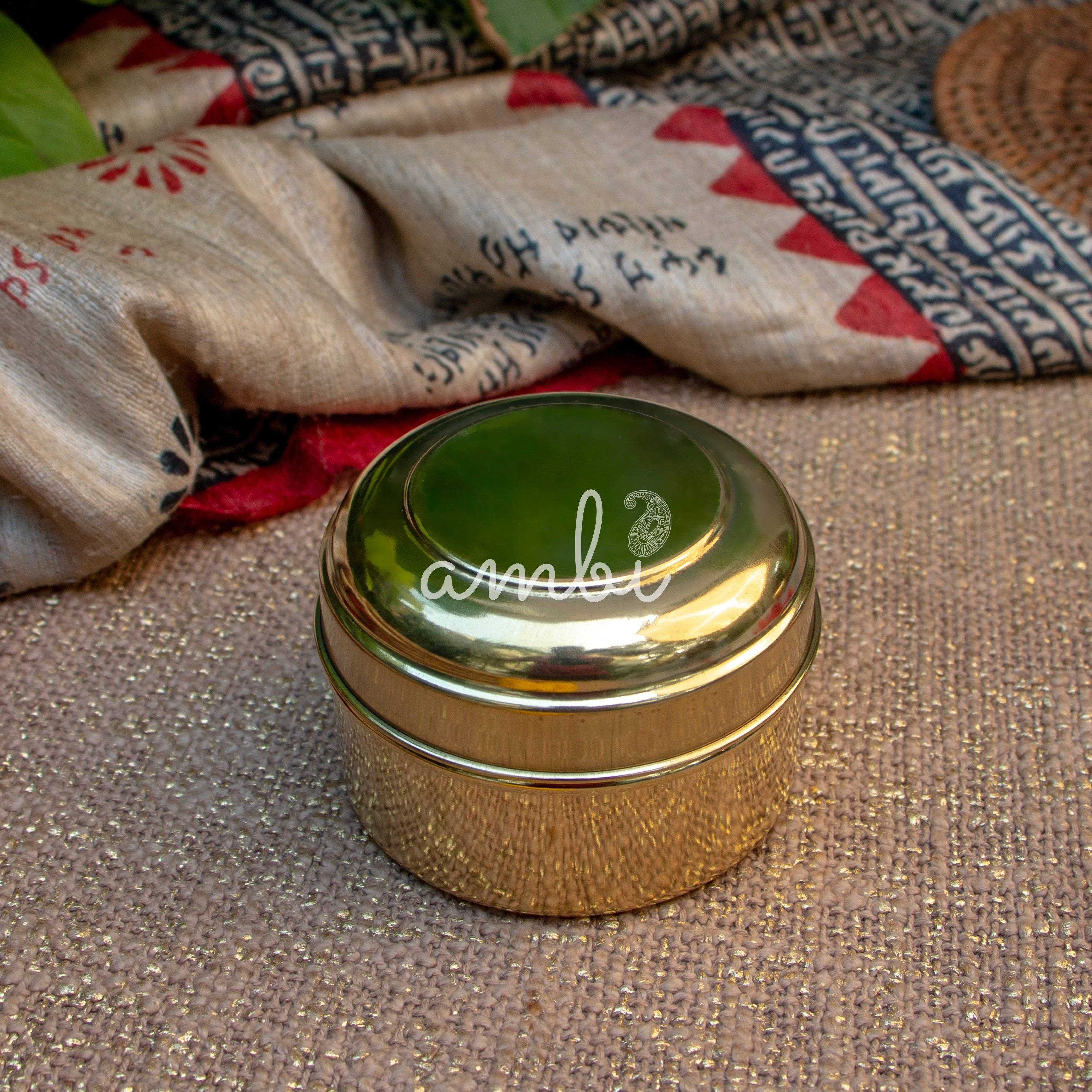 Ambi Pure Brass Kitchen Storage Box - Small - 3.5 inches Diameter - Glossy Finish