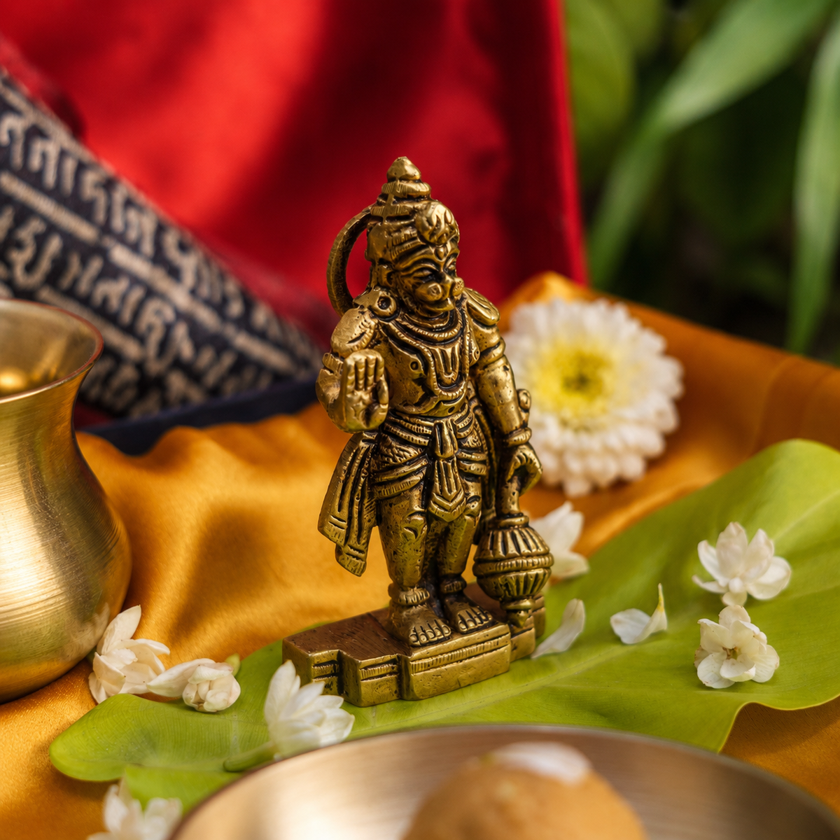 Pure Brass Lord Hanuman Idol - 3.8 inch height