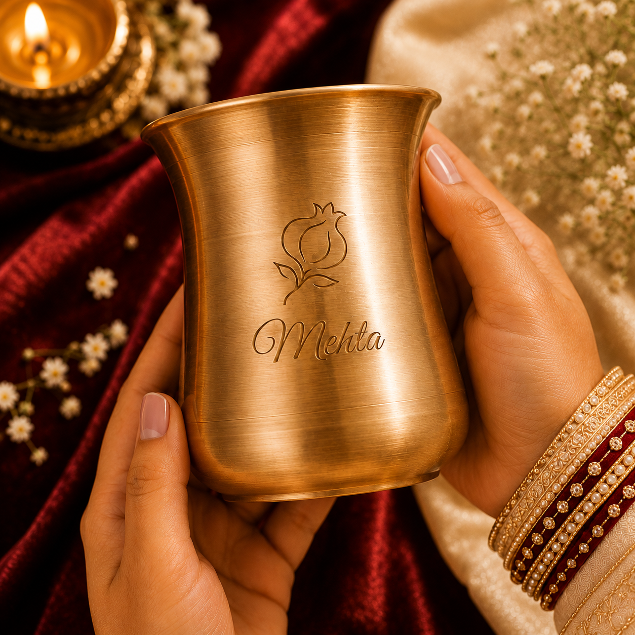 Ambi Lead Free 100% Pure Kansa Heirloom Glass with Customisable Etching