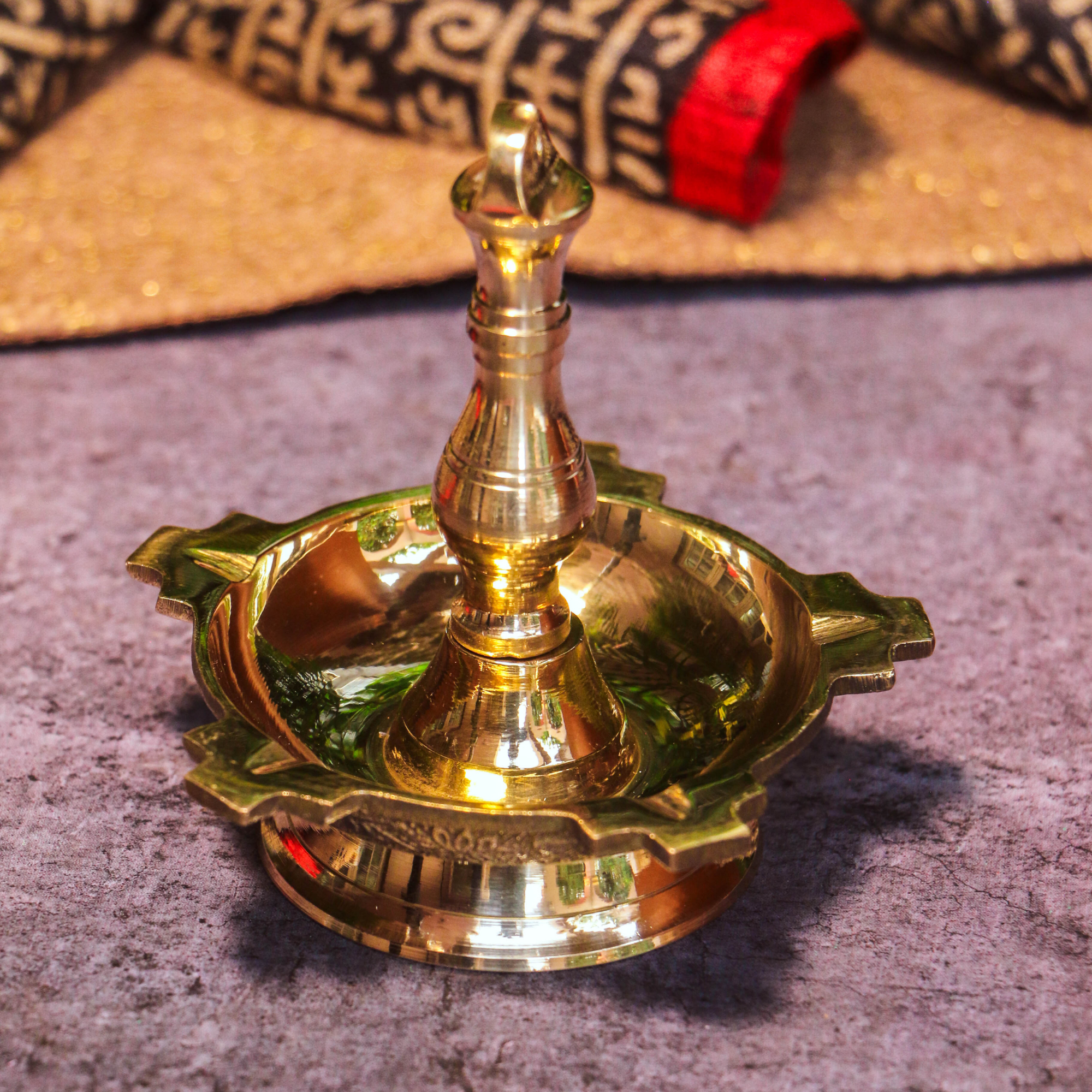 100% Pure Brass Pooja Latkan Deepam / Deepak / Diya - Medium Height - 10 cms (4 inches)
