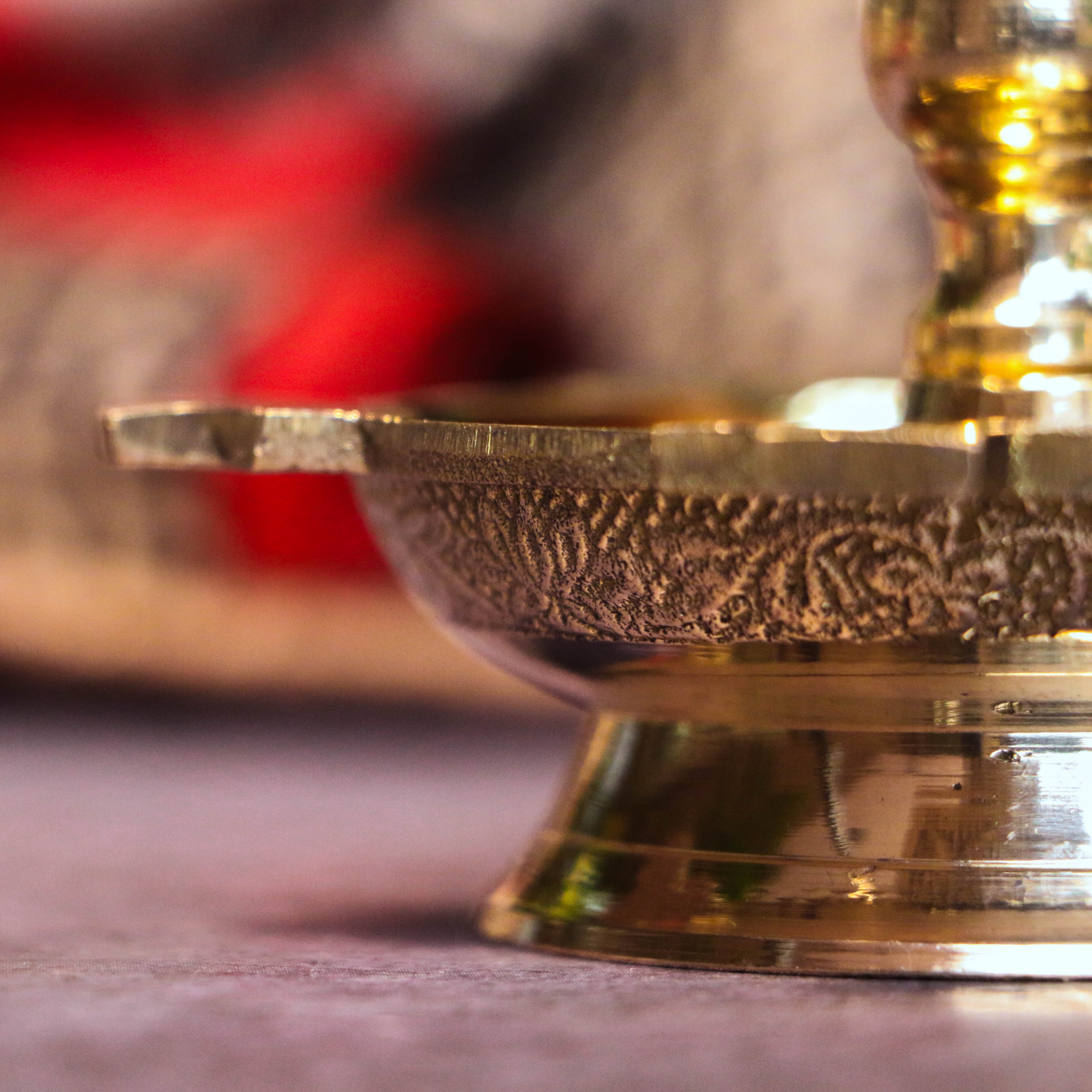 100% Pure Brass Pooja Latkan Deepam / Deepak / Diya - Medium Height - 10 cms (4 inches)