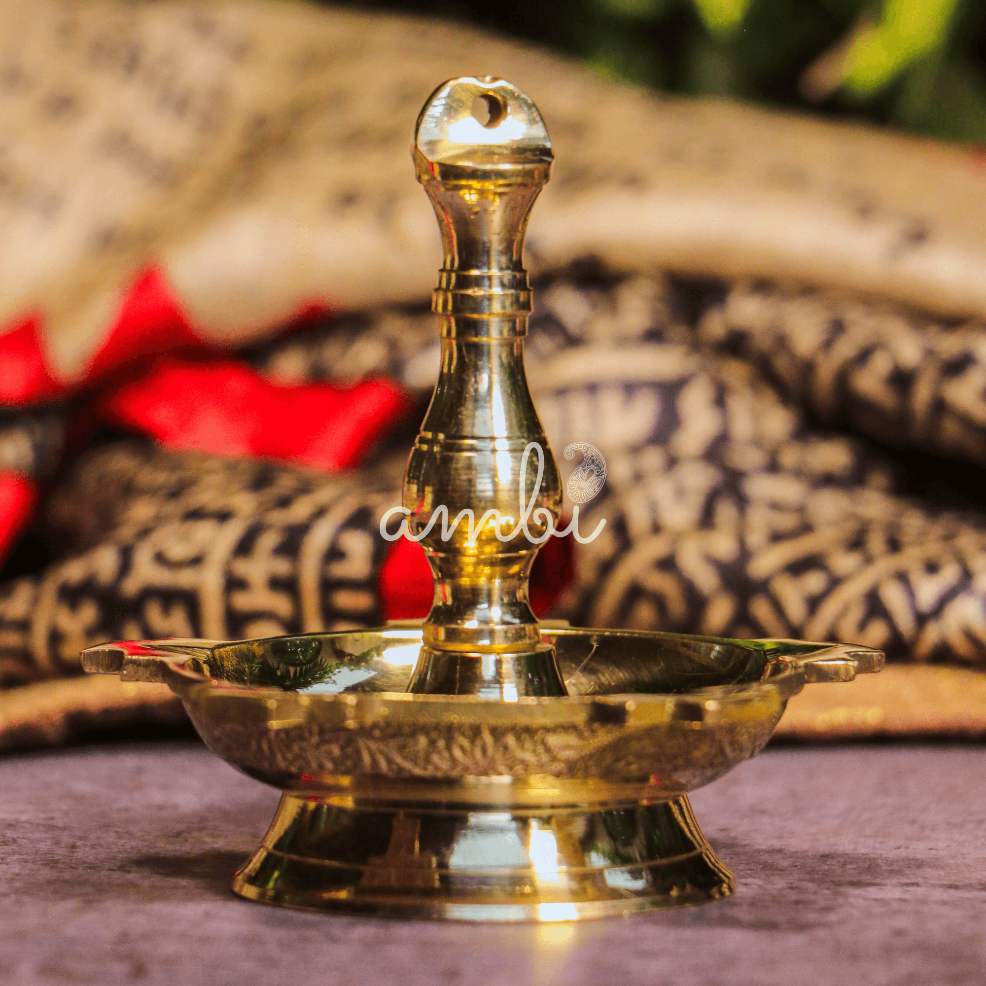 100% Pure Brass Pooja Latkan Deepam / Deepak / Diya - Medium Height - 10 cms (4 inches)