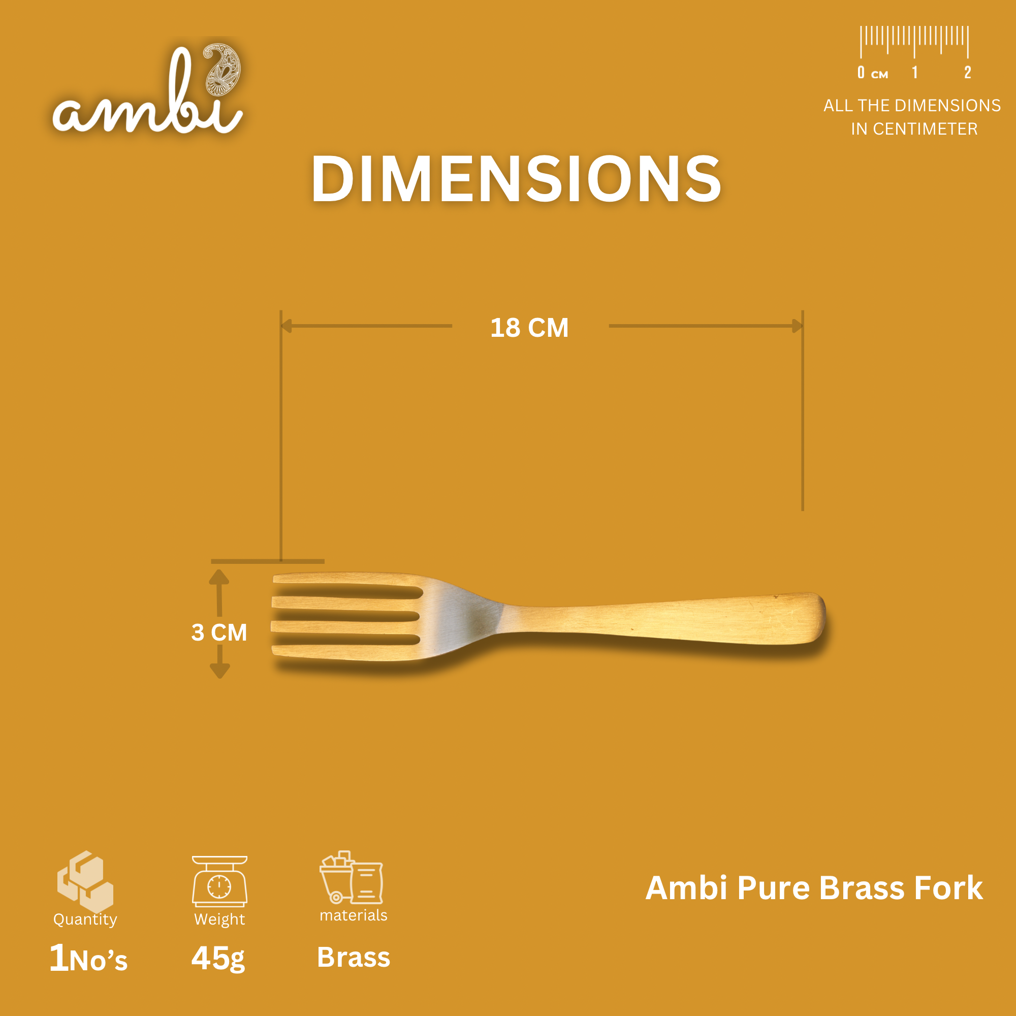 Ambi Pure 100% Lead Free Kansa Fork