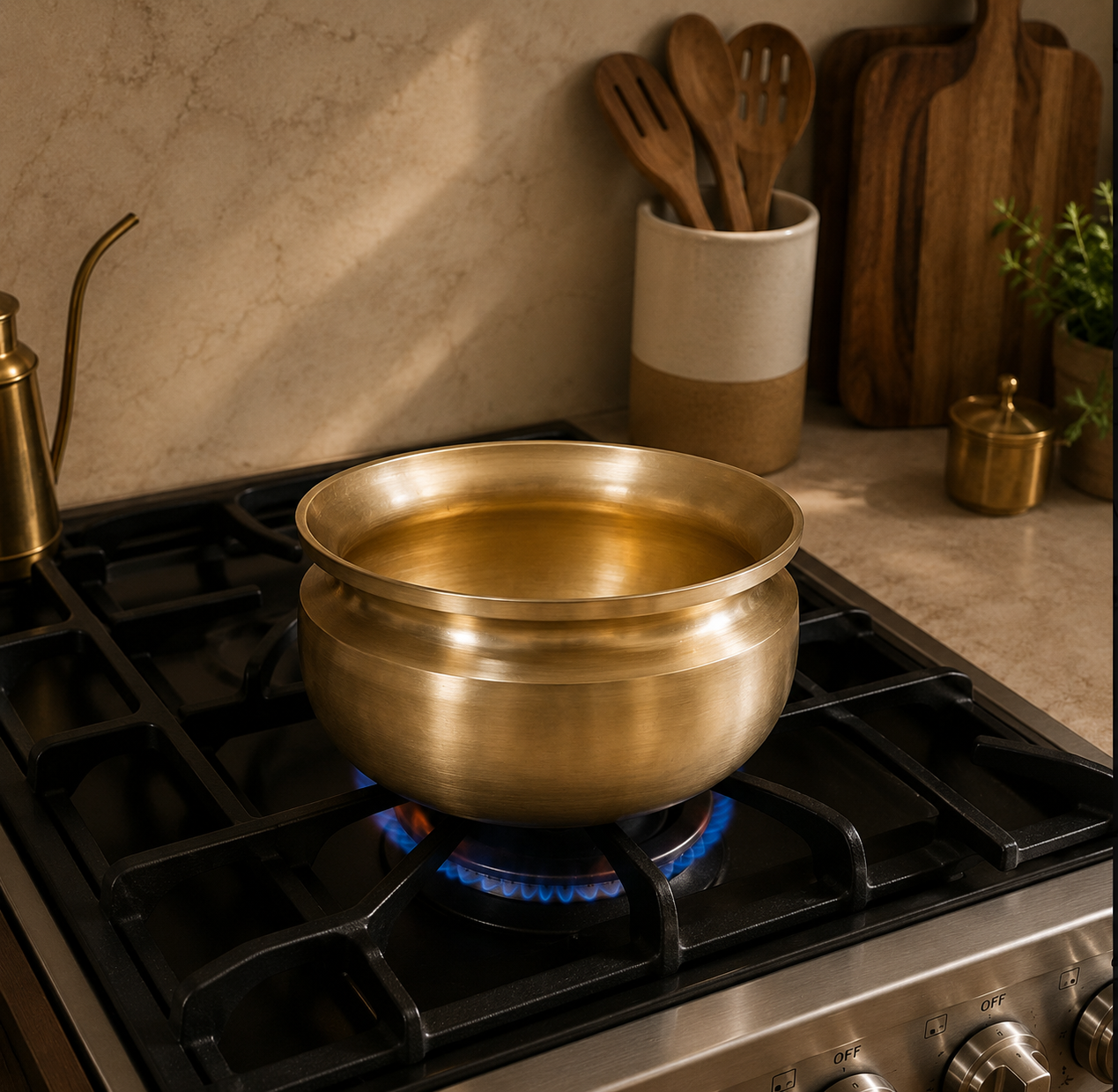 Ambi Pure Kansa Cooking Pot — Traditional Heavy-Grade Bronze Milk Boiling Pot Medium