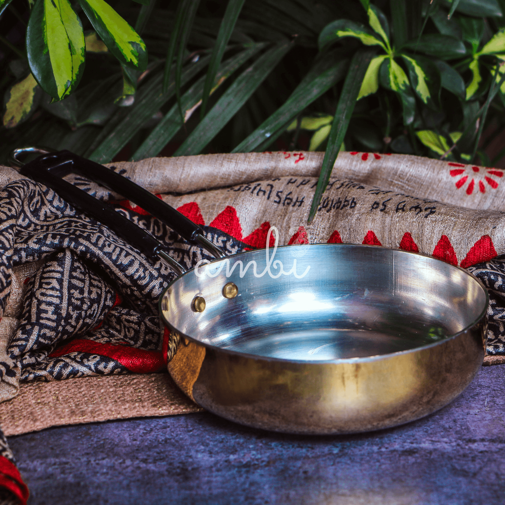 Pure Brass Sauce Pan with 'Kalai' Tin Coating - 7.0 inches Diameter